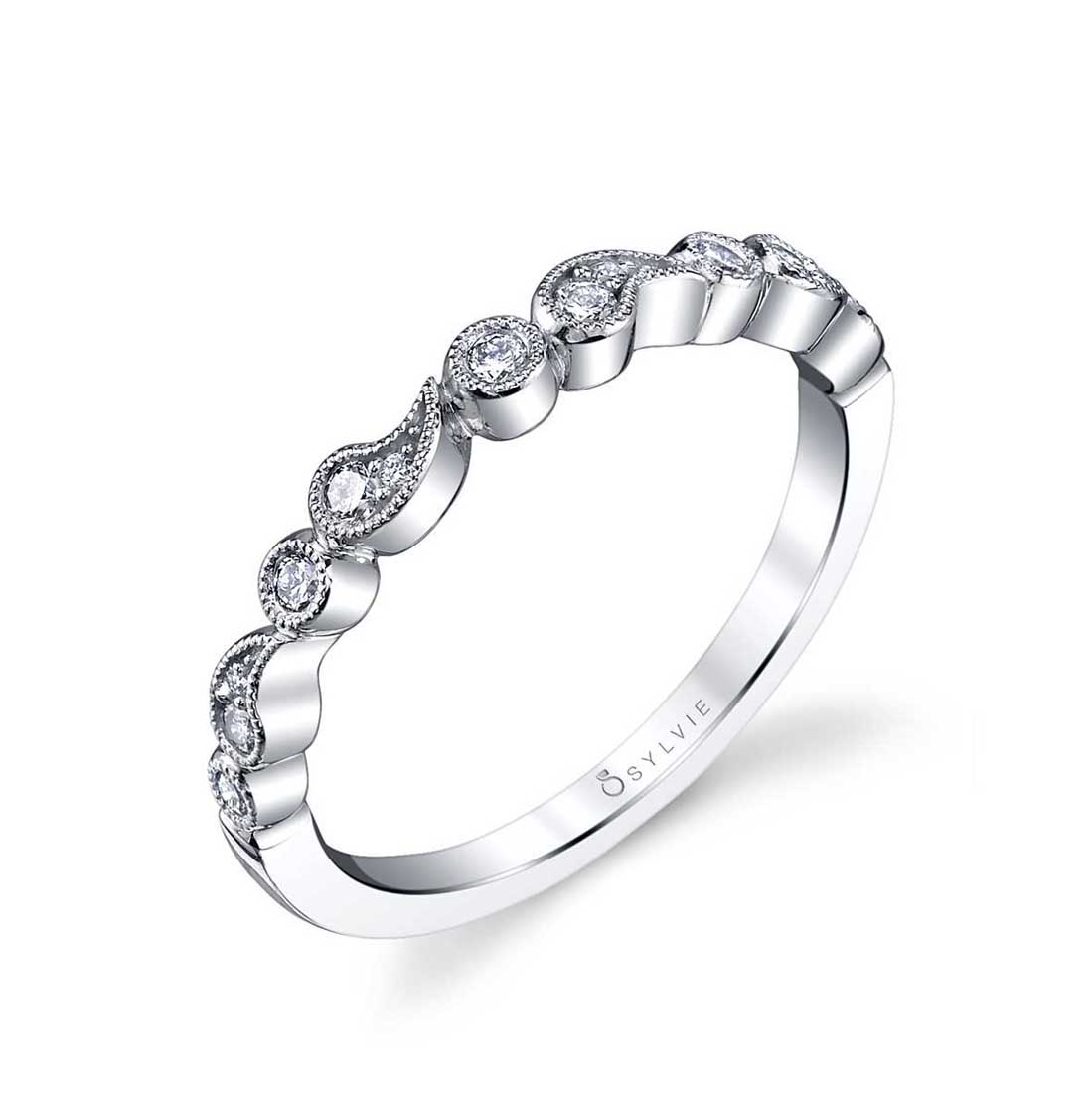 Maeva White Gold and Diamond Wedding Band