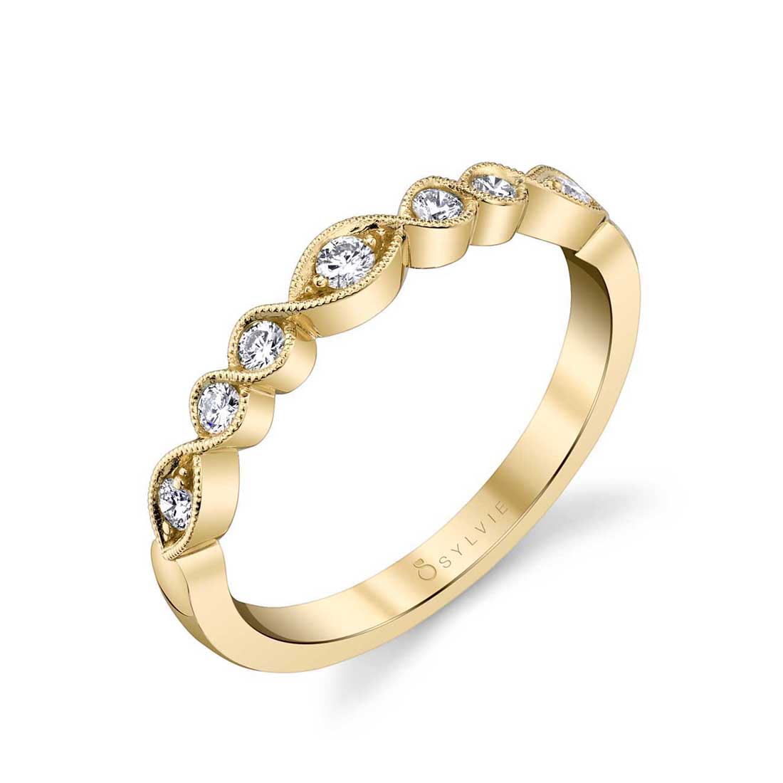 Roseanne Yellow Gold and Diamond Wedding Band