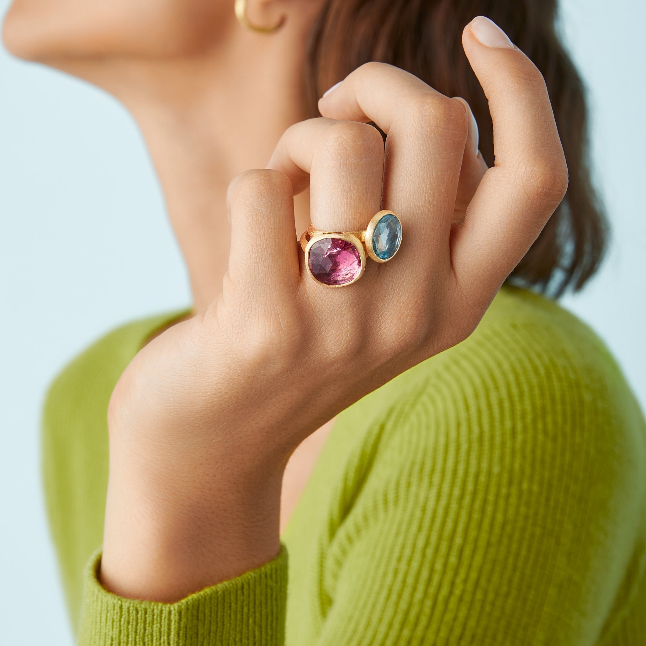 Marco Bicego Jaipur Collection Bezel Set Blue Topaz Ring