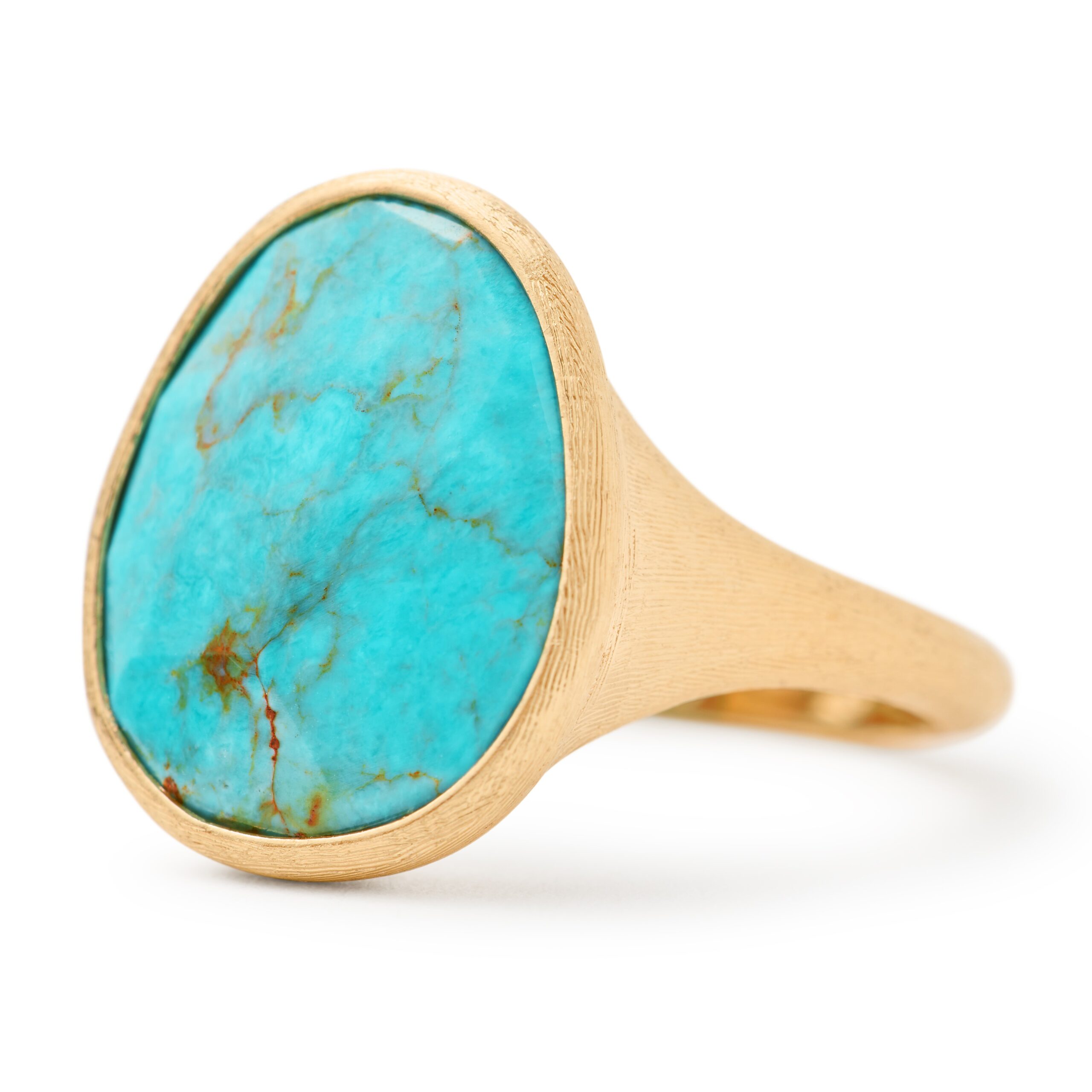 Marco Bicego Lunaria Collection 18K Yellow Gold Ring with Turquoise