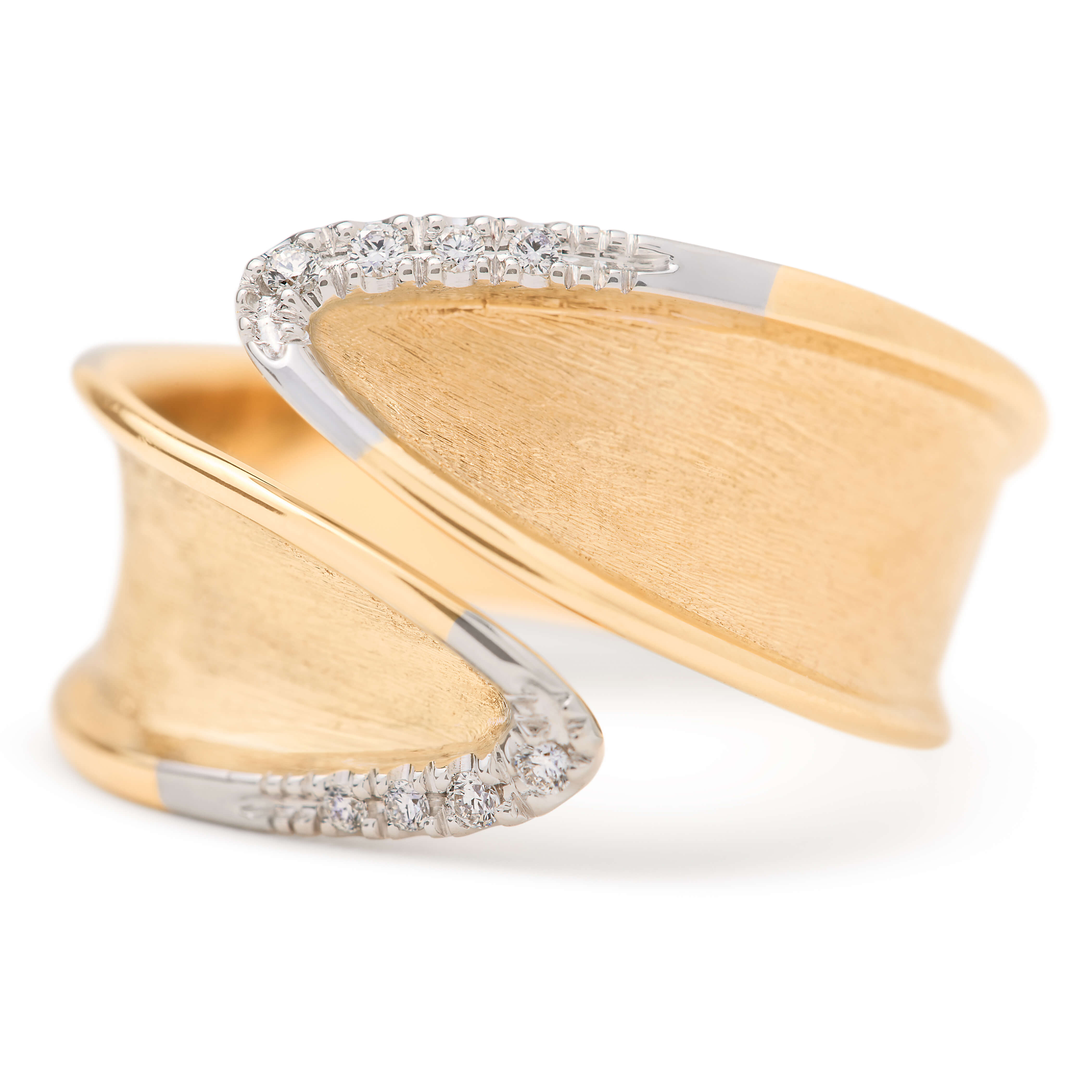 Marco Bicego Lunaria Collection 18K Yellow Gold and Diamond Twist Ring