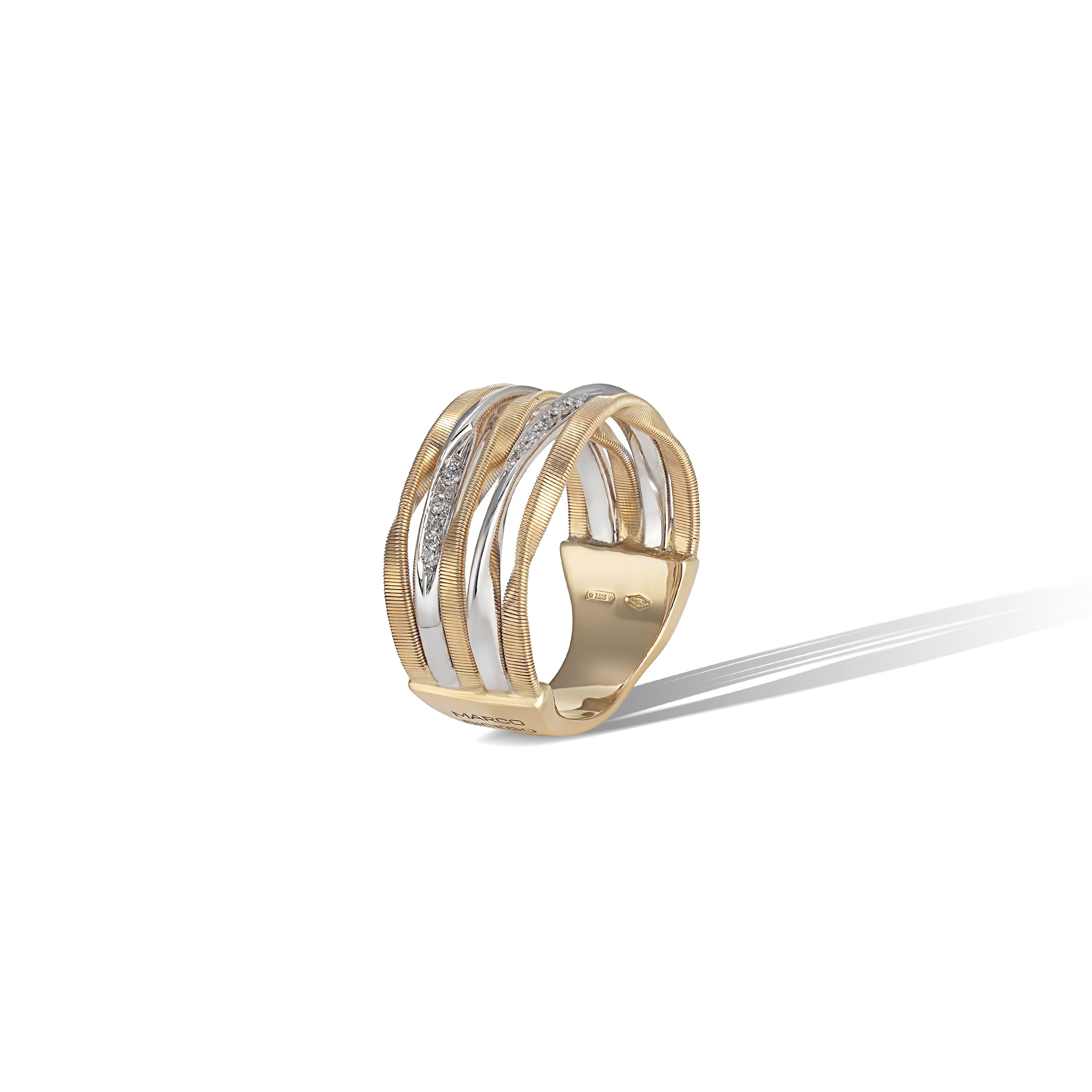 Marco Bicego Marrakech Onde Collection 18k Yellow Gold and Diamond Small Multi Strand Ring