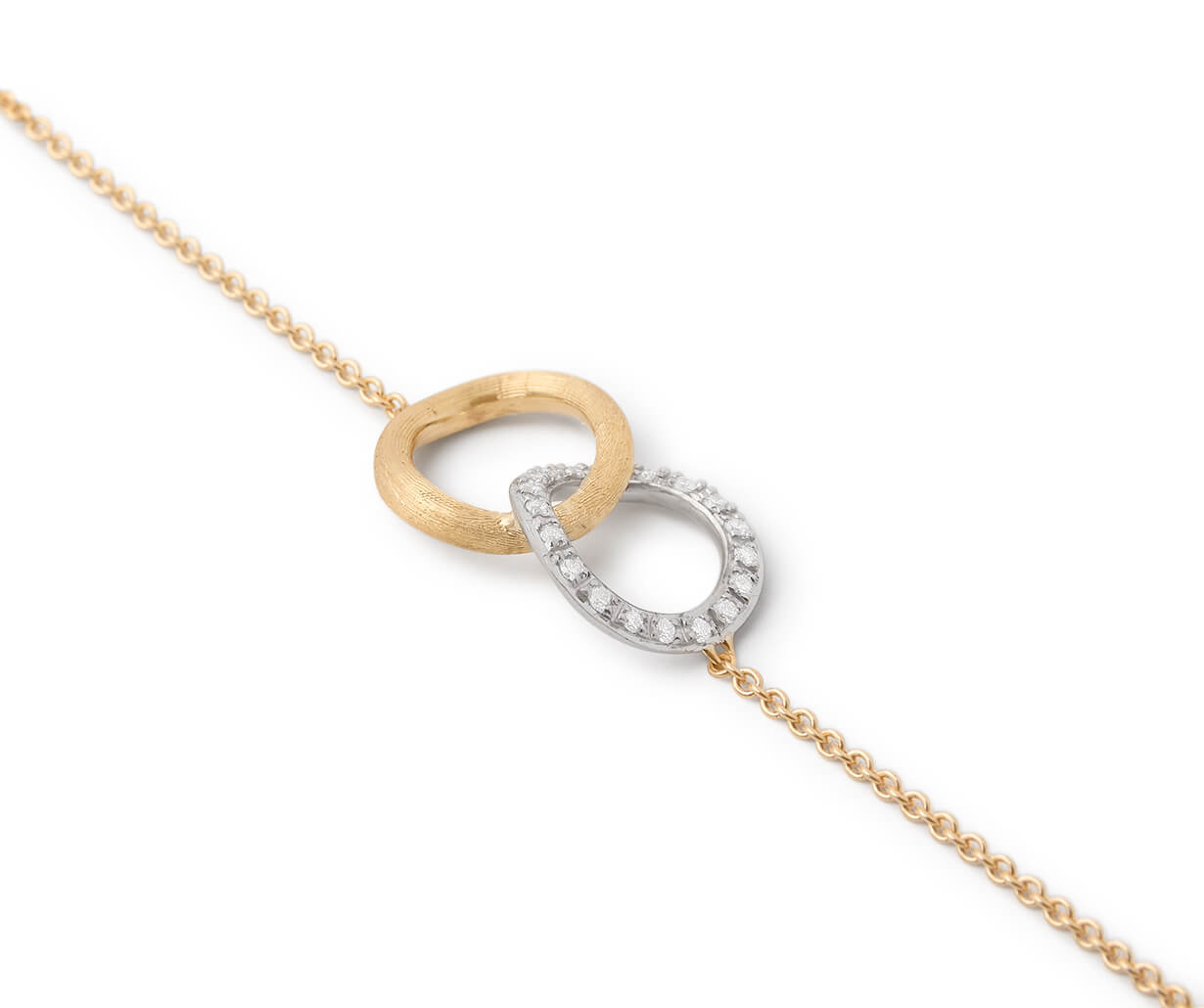 Marco Bicego Jaipur Collection 18k Yellow and White Gold Diamond Round Link Bracelet