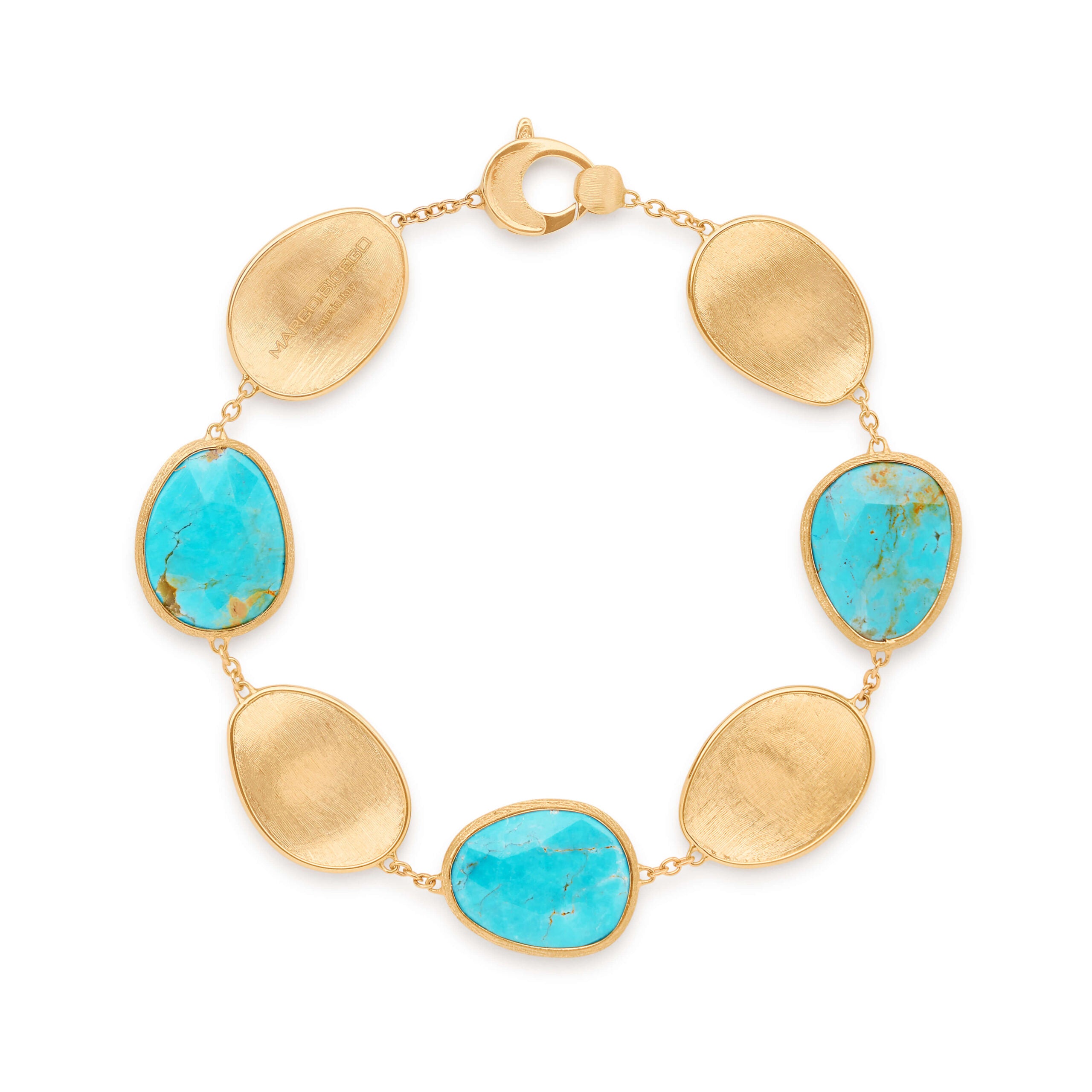 Marco Bicego Lunaria Collection 18K Yellow Gold Bracelet with Turquoise