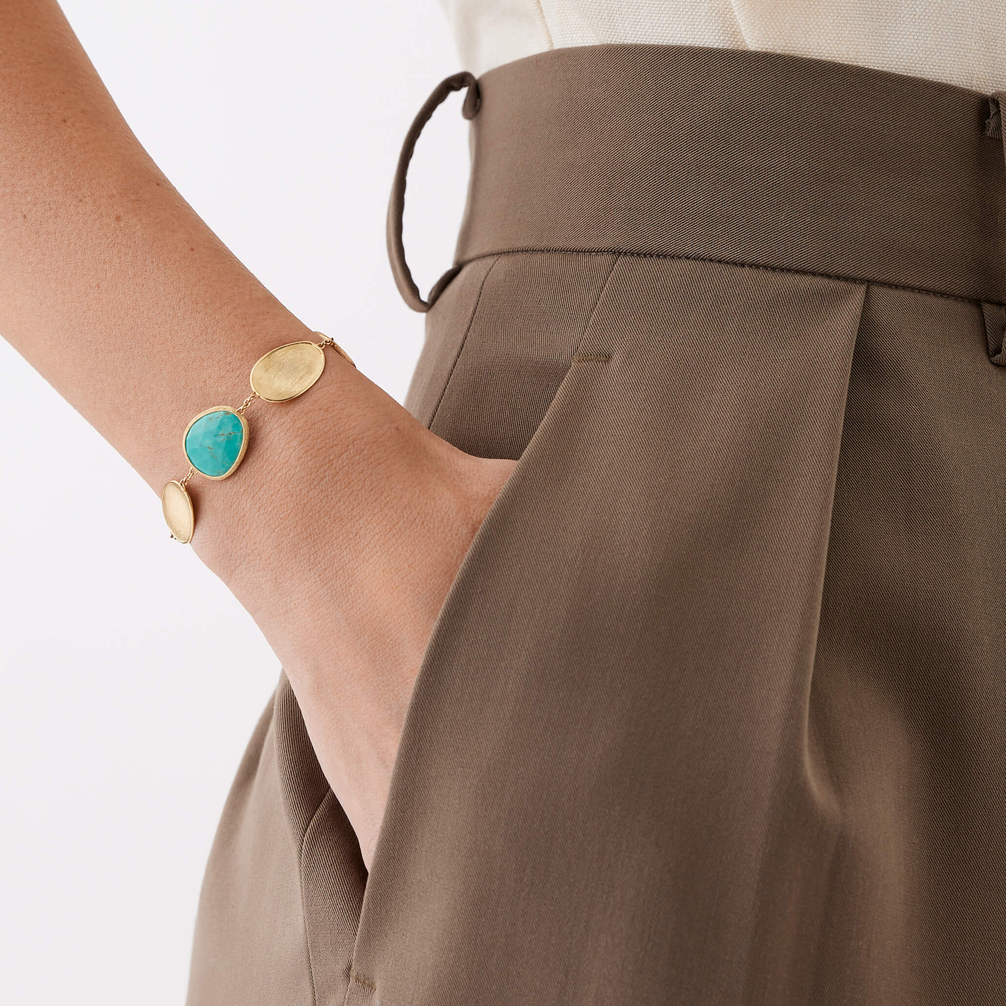 Marco Bicego Lunaria Collection 18K Yellow Gold Bracelet with Turquoise