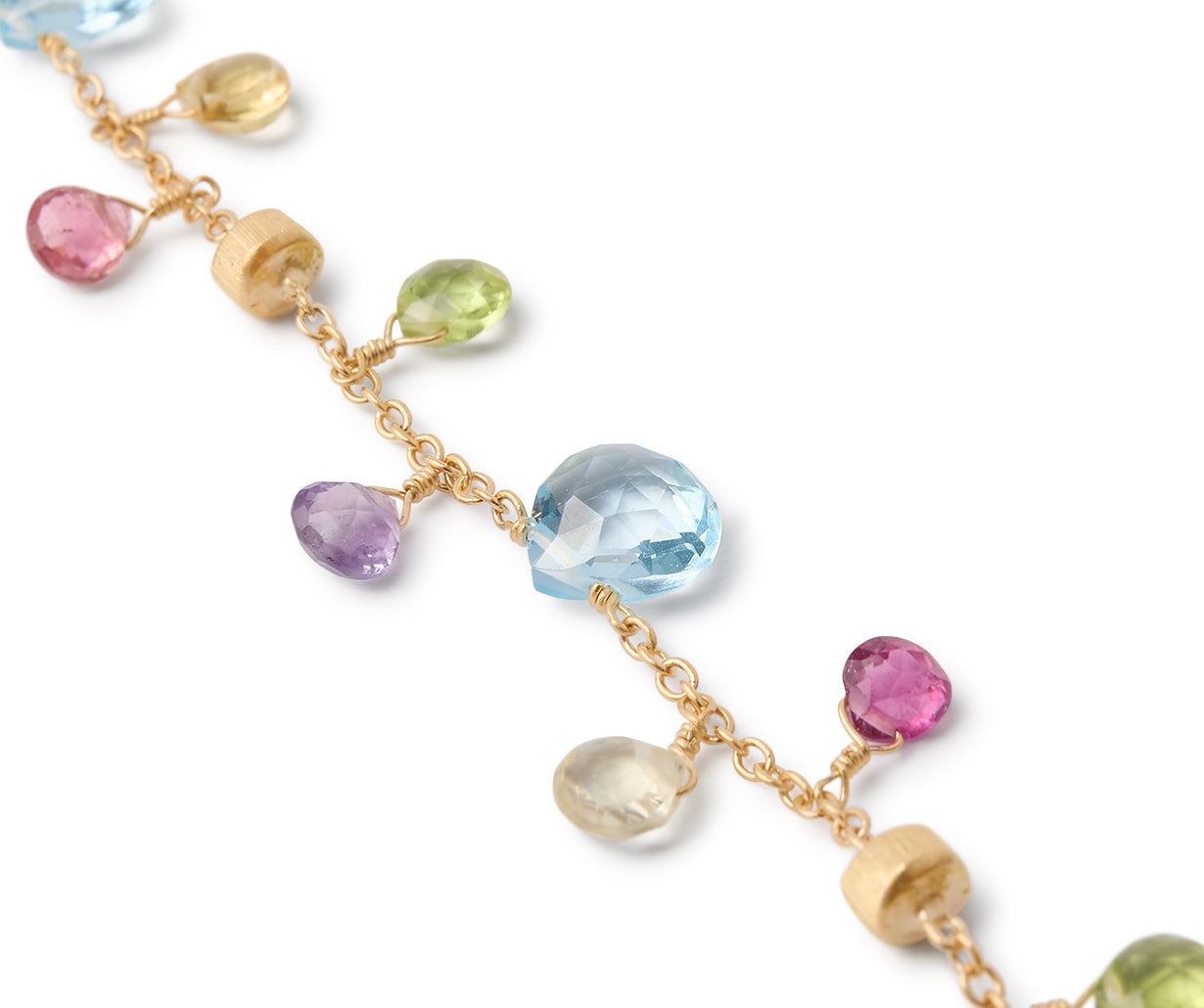 Marco Bicego Paradise Collection 18K Yellow Gold Blue Topaz and Mixed Gemstone Single Strand Bracelet