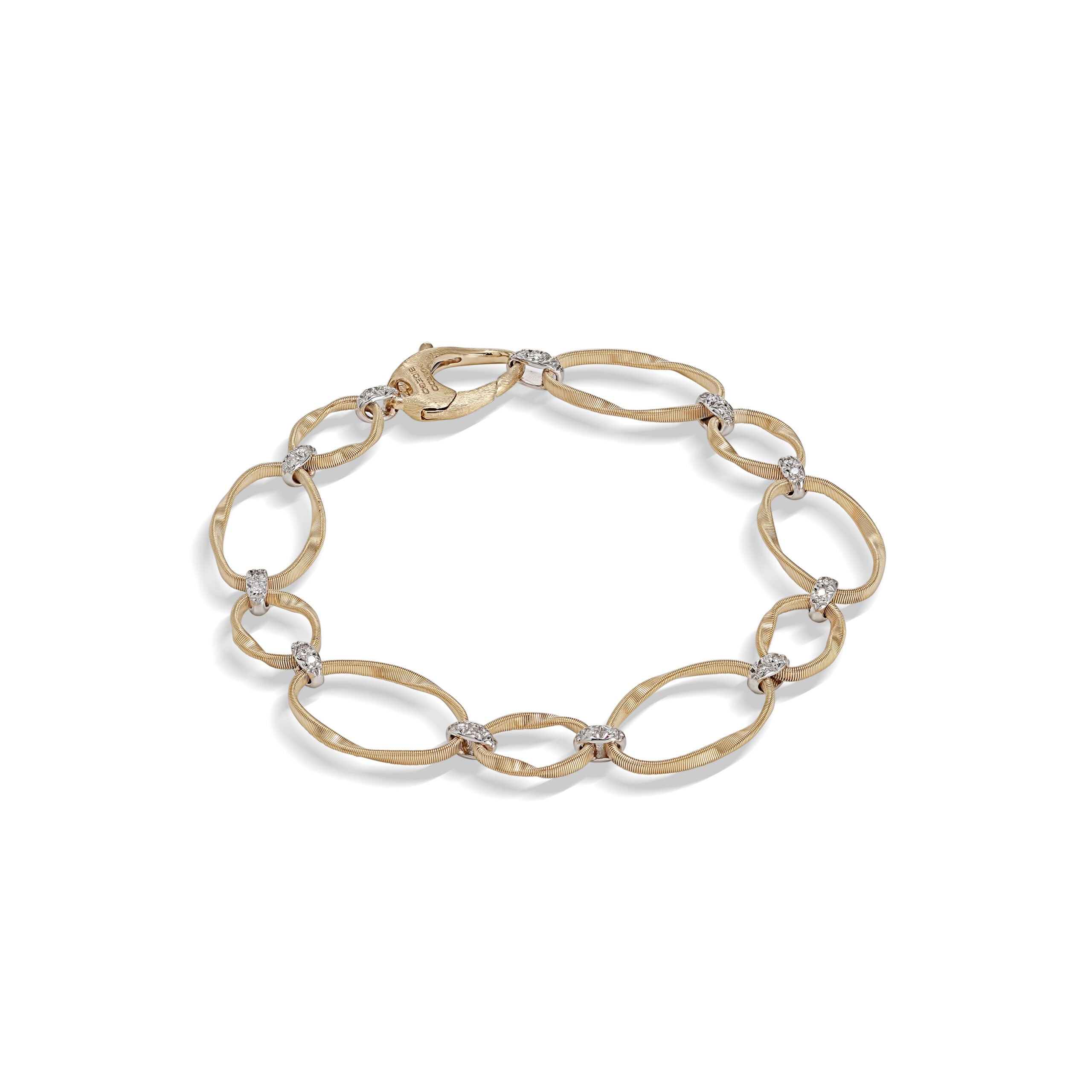 Marco Bicego Marrakech Onde Collection 18k Yellow Gold and Diamond Flat Link Bracelet