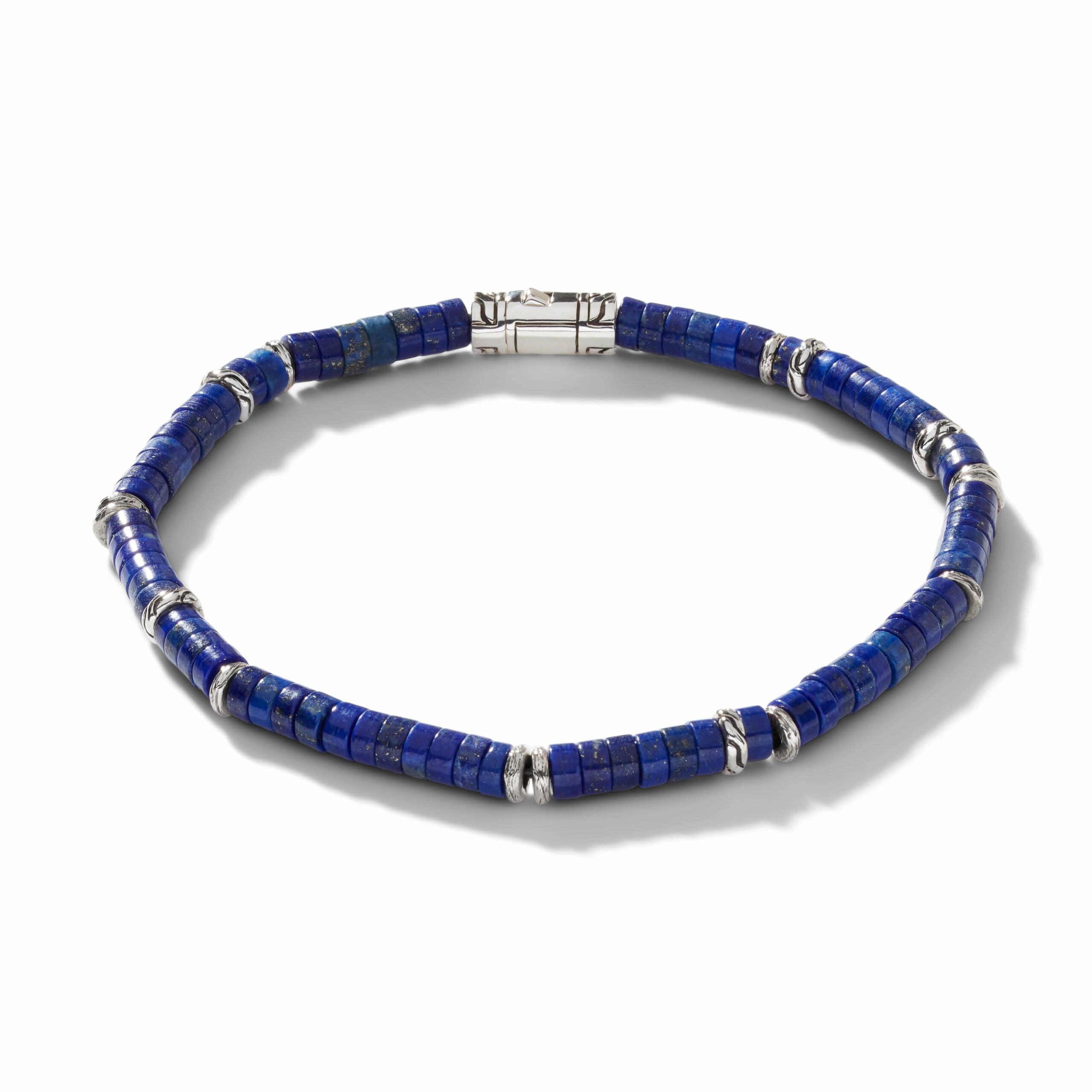 Classic Chain Heishi 4mm Lapis Lazuli Beaded Bracelet