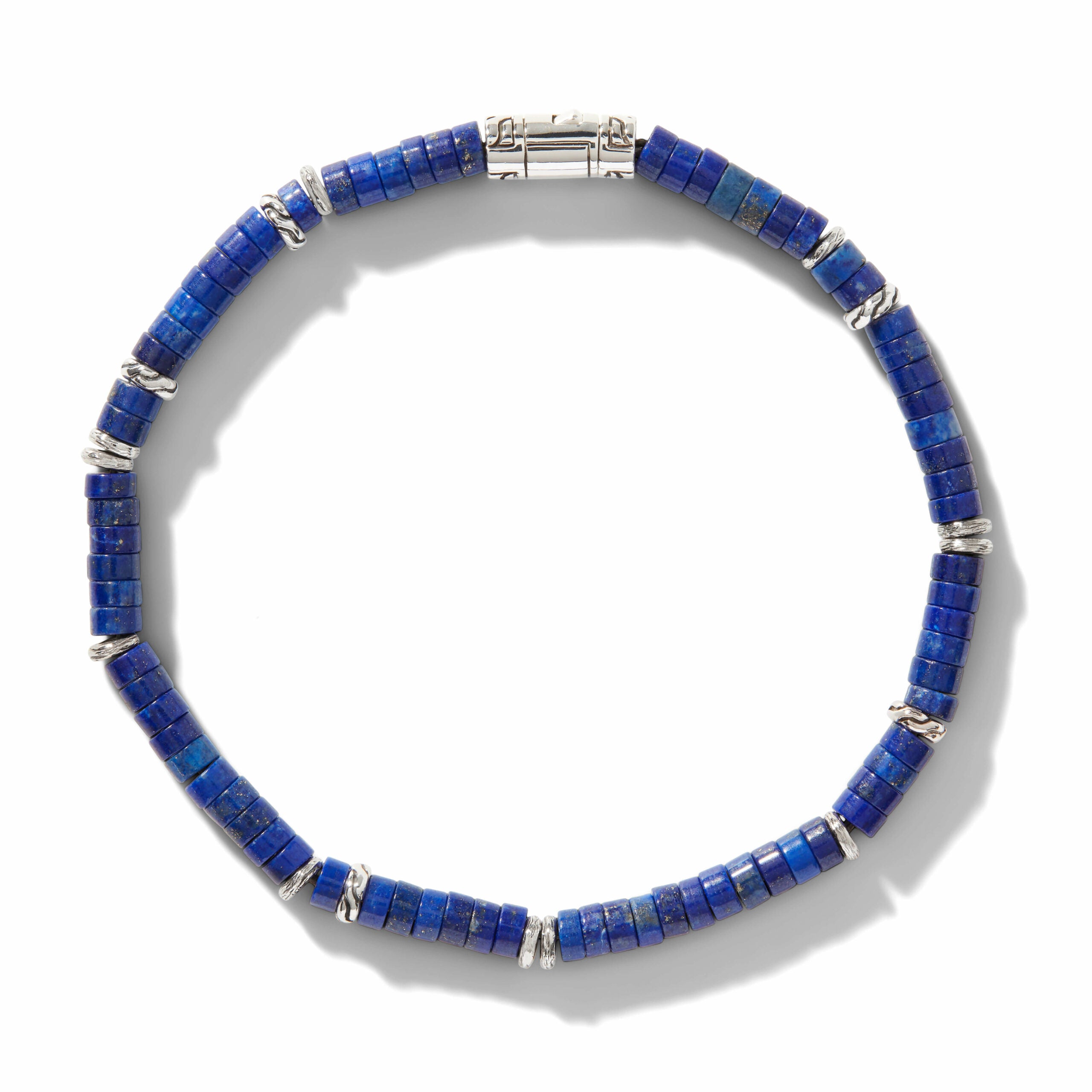 Classic Chain Heishi 4mm Lapis Lazuli Beaded Bracelet
