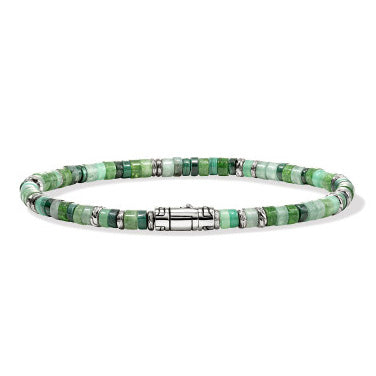 John Hardy Heishi Mixed Green Gemstone Beaded Bracelet