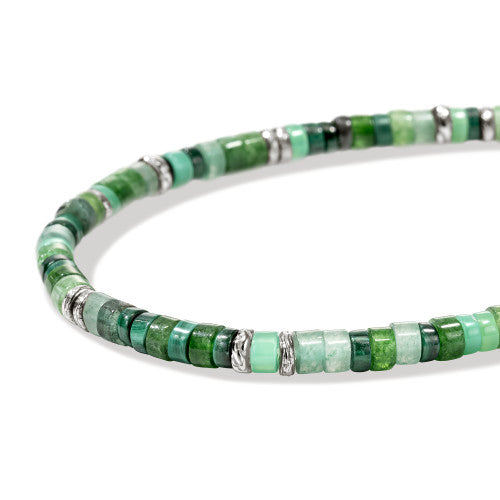 John Hardy Heishi Mixed Green Gemstone Beaded Bracelet