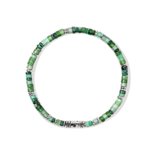 John Hardy Heishi Mixed Green Gemstone Beaded Bracelet