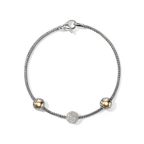John Hardy Essentials Diamond 3 Station Bracelet