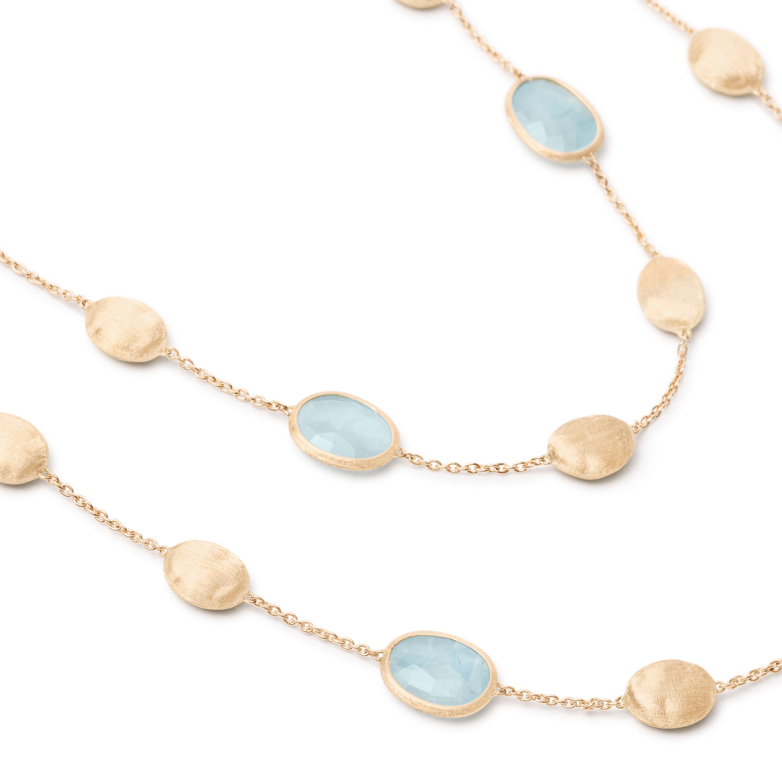 Marco Bicego Siviglia Collection 18K Yellow Gold Aquamarine & Gold Long Necklace
