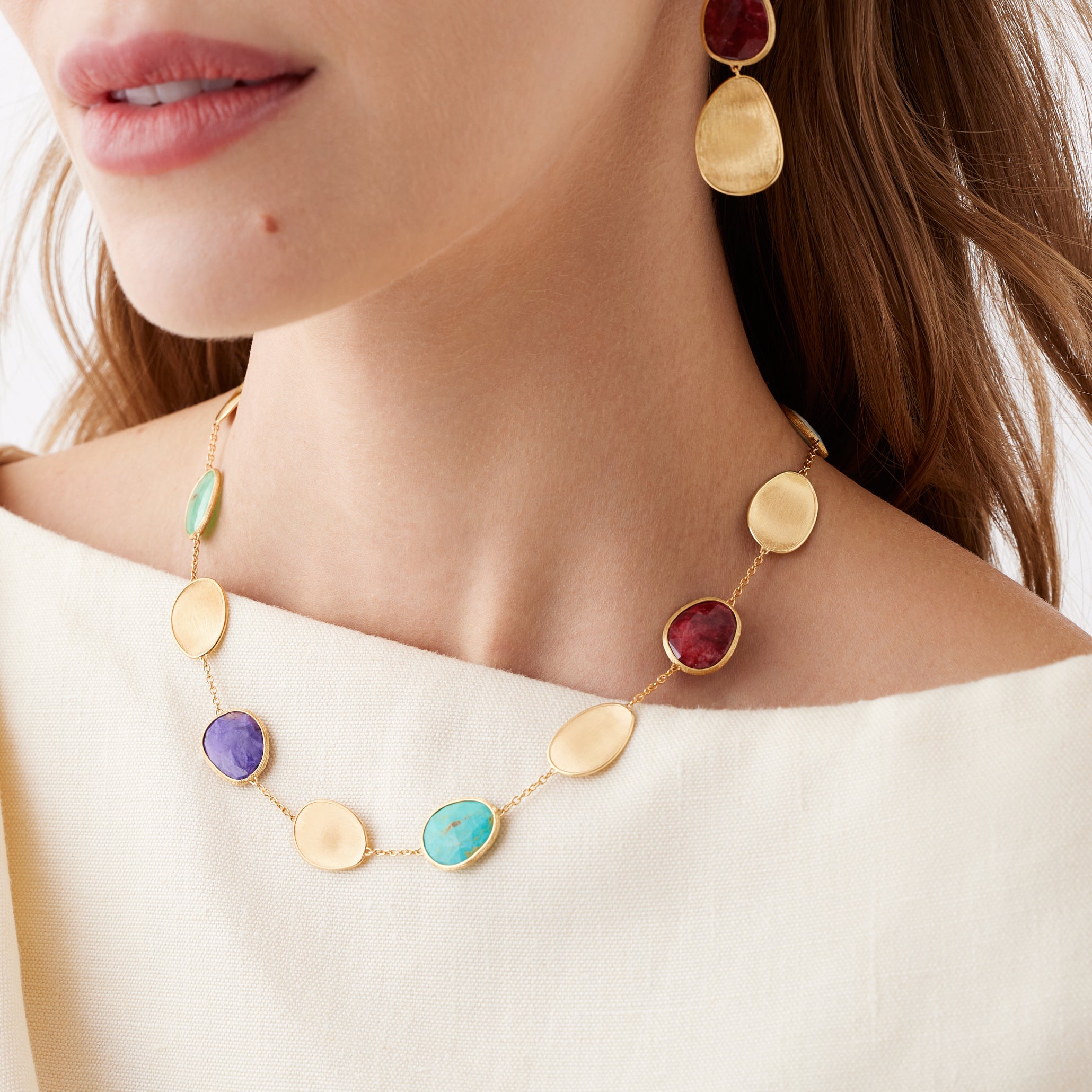 Marco Bicego Lunaria Collection Mixed Gemstone Necklace