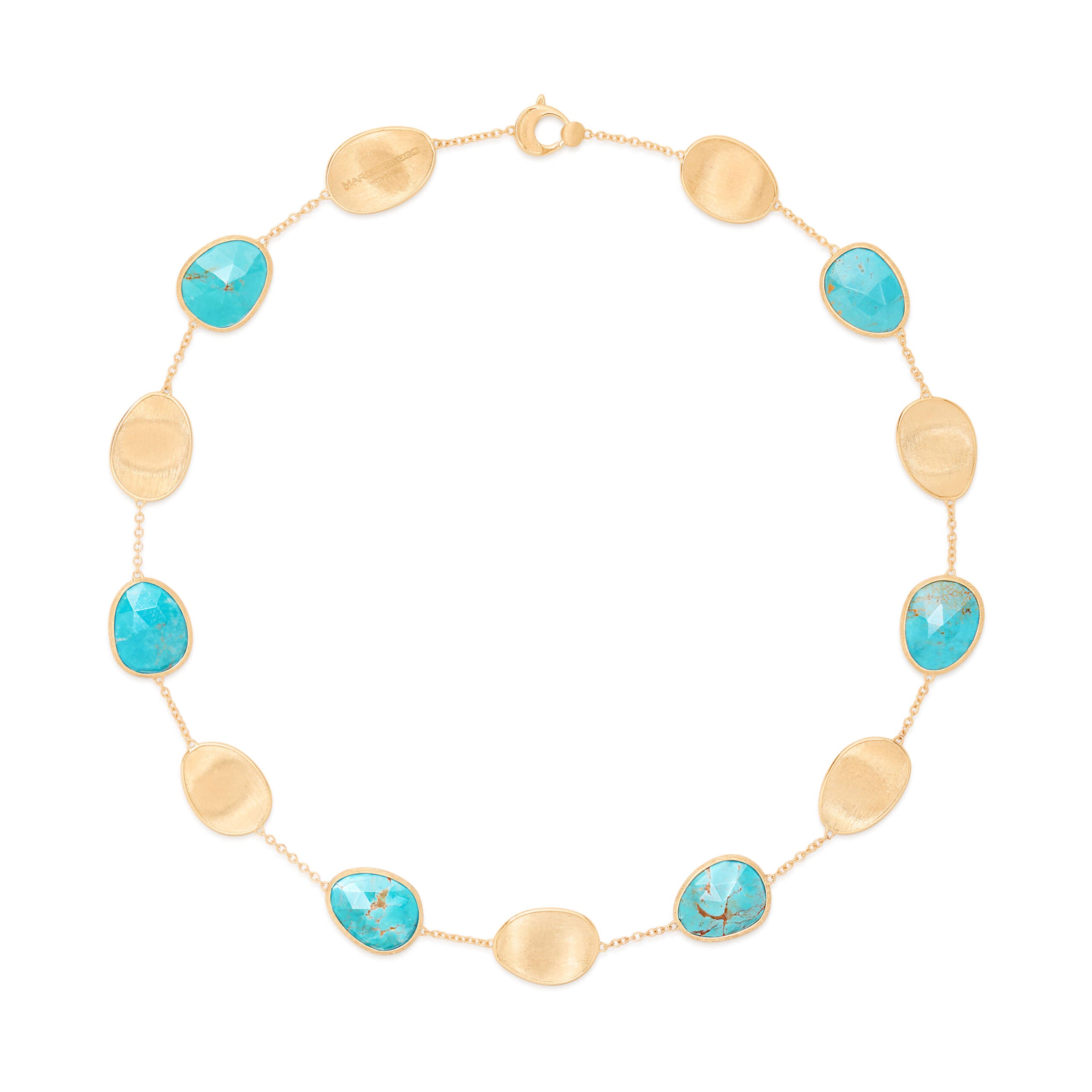 Marco Bicego Lunaria Collection 18K Yellow Gold Collar Necklace with Turquoise