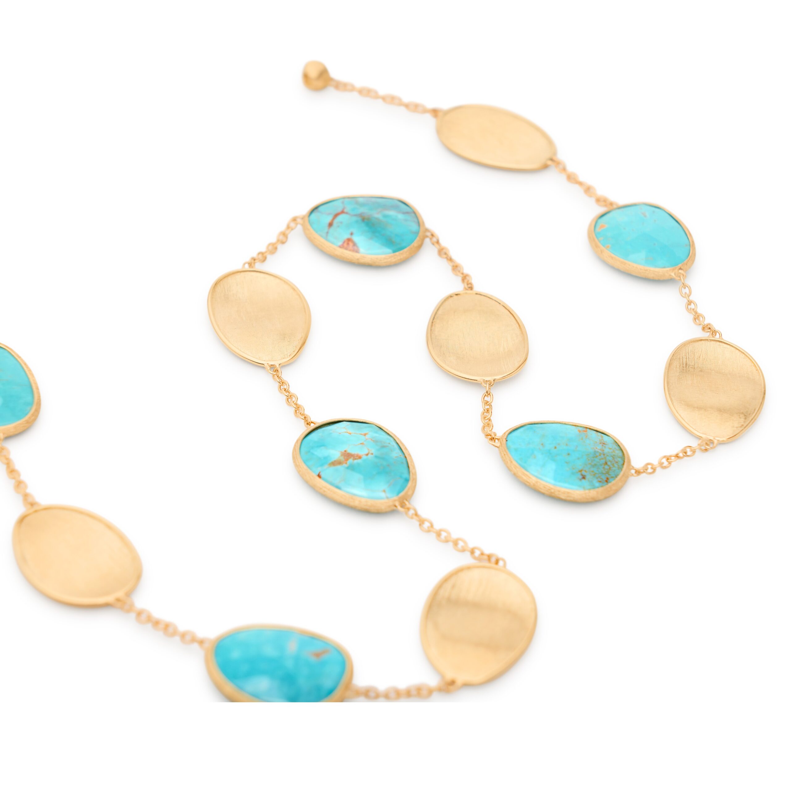 Marco Bicego Lunaria Collection 18K Yellow Gold Collar Necklace with Turquoise