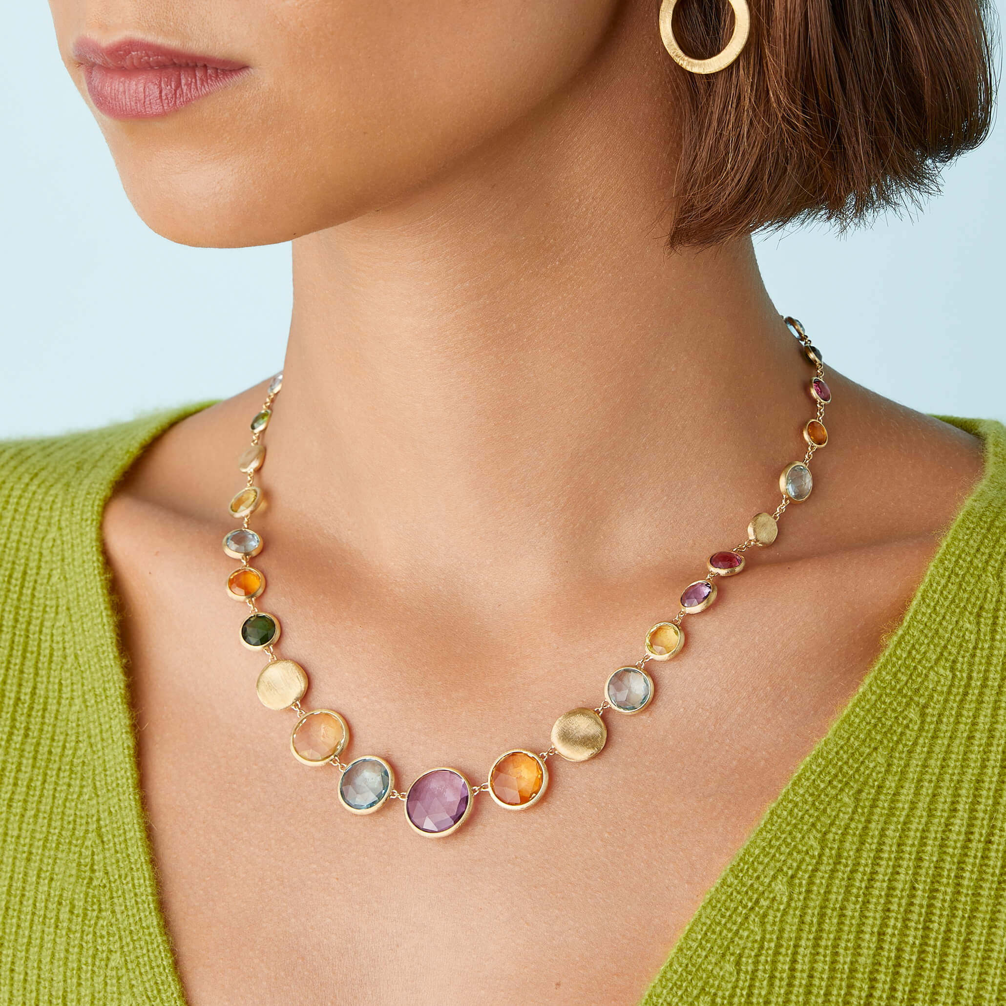 Marco Bicego Jaipur Color Collection 18K Yellow Gold Graduated Gemstone Necklace