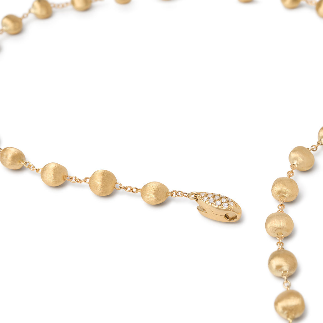 Marco Bicego Africa Collection 18K Yellow Gold Lariat Necklace with Diamond Pavé Clasp