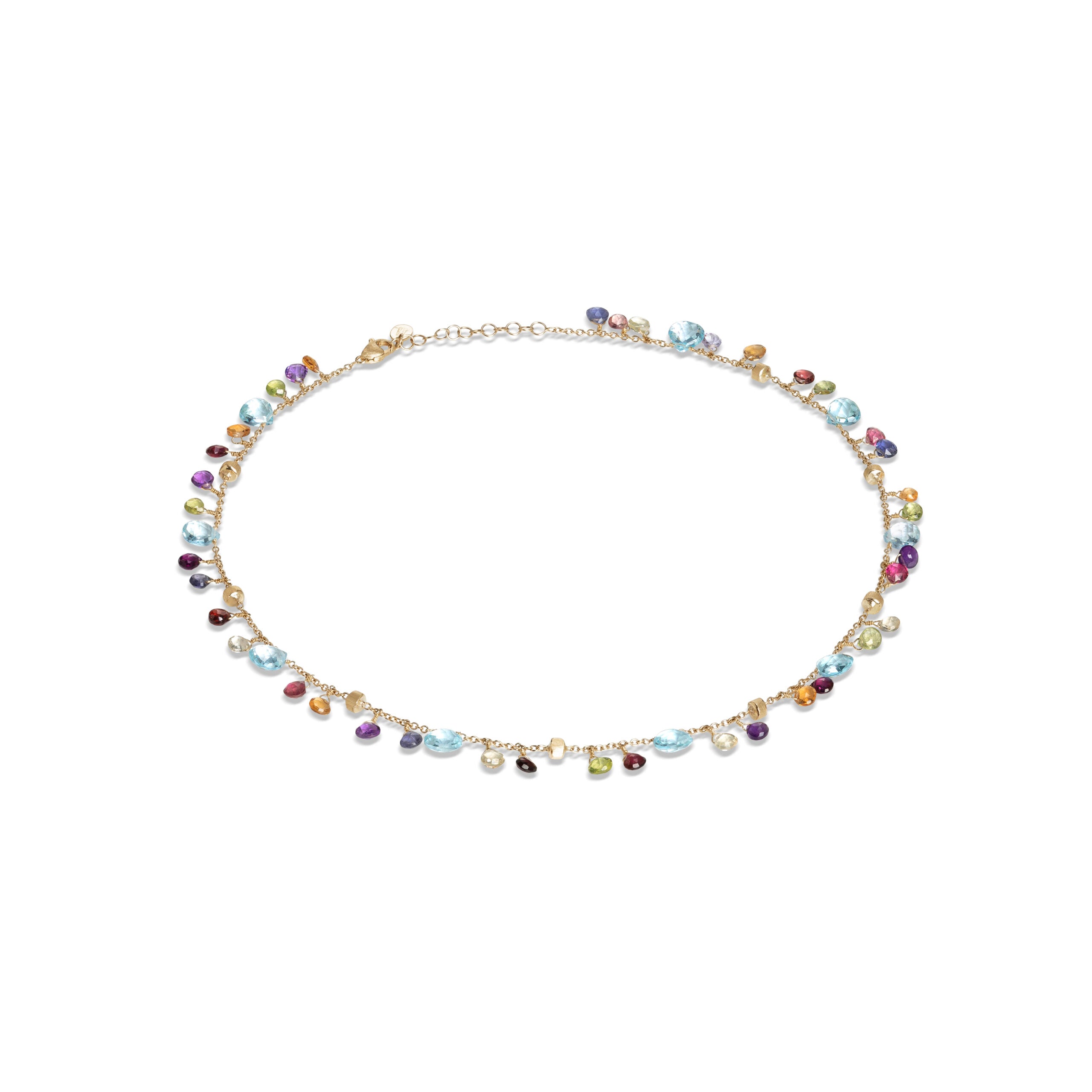 Marco Bicego Paradise Collection 18k Yellow Gold Blue Topaz and Mixed Gemstone Single Strand Necklace