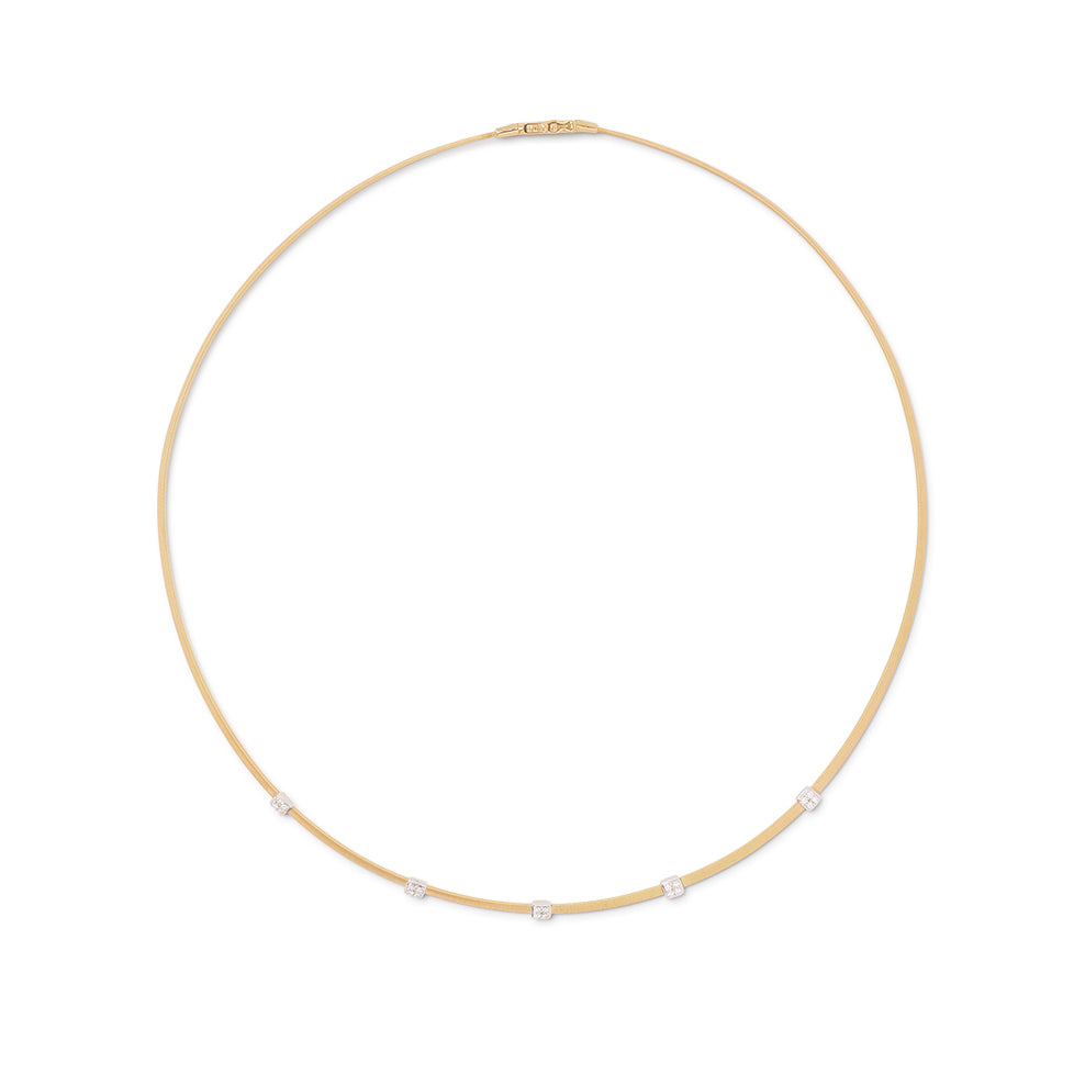 Marco Bicego Masai Collection 18K Yellow Gold Coil Necklace with Diamond Stations