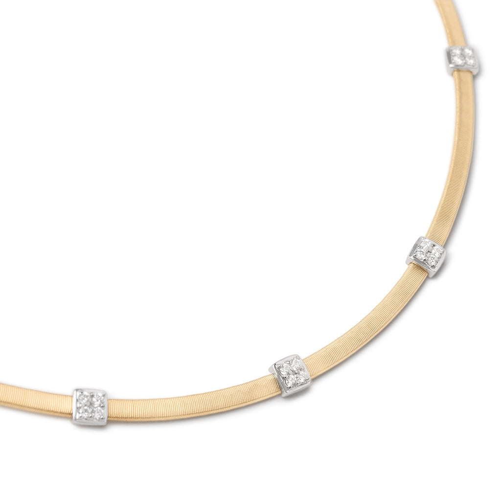 Marco Bicego Masai Collection 18K Yellow Gold Coil Necklace with Diamond Stations