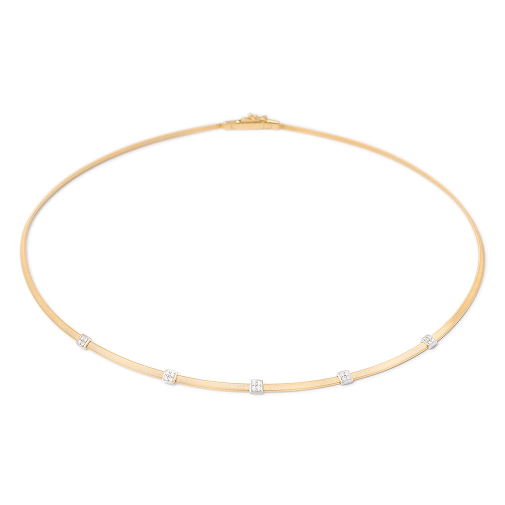 Marco Bicego Masai Collection 18K Yellow Gold Coil Necklace with Diamond Stations