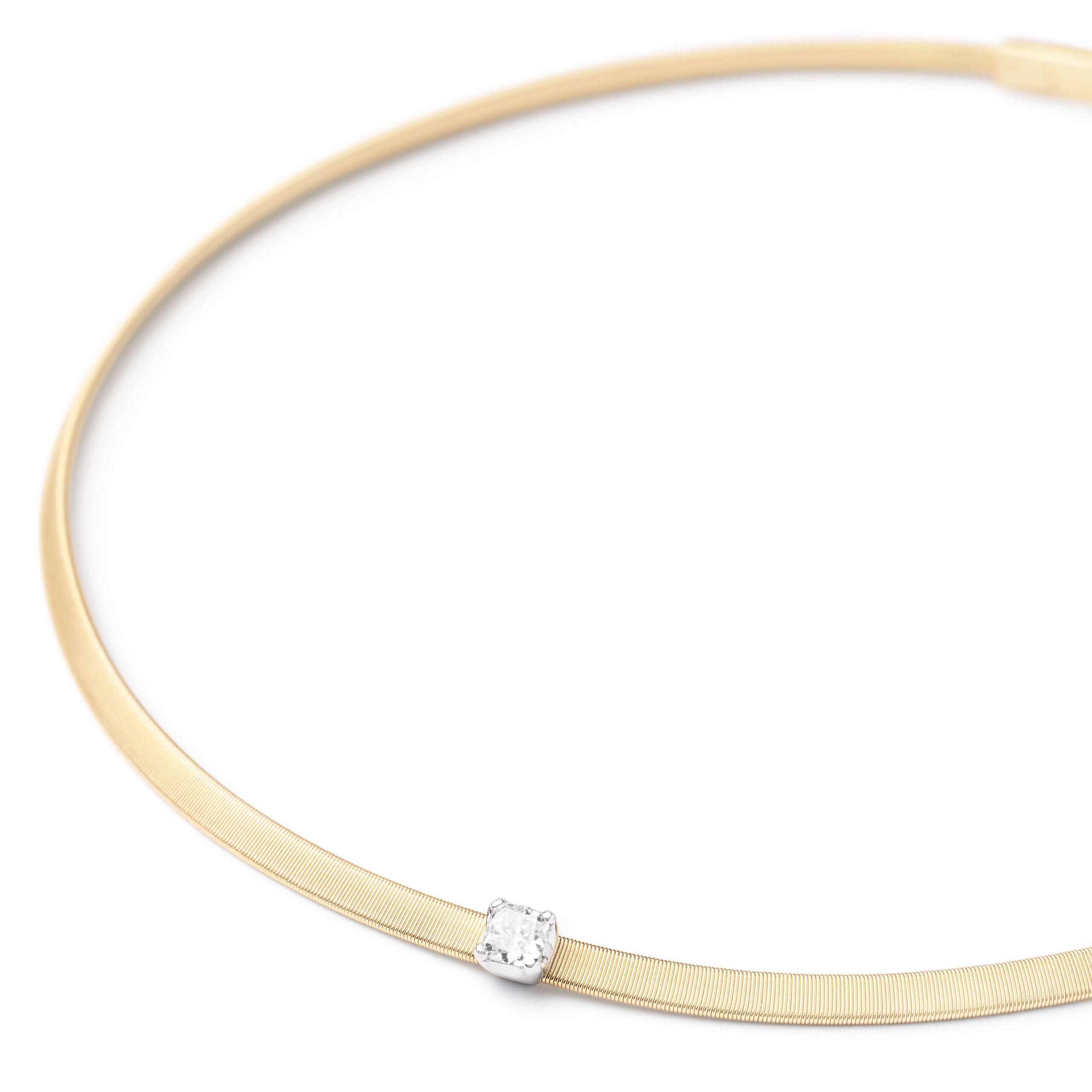 Marco Bicego Masai Collection 18K Yellow Gold Coil Collar with Cushion Cut Diamond