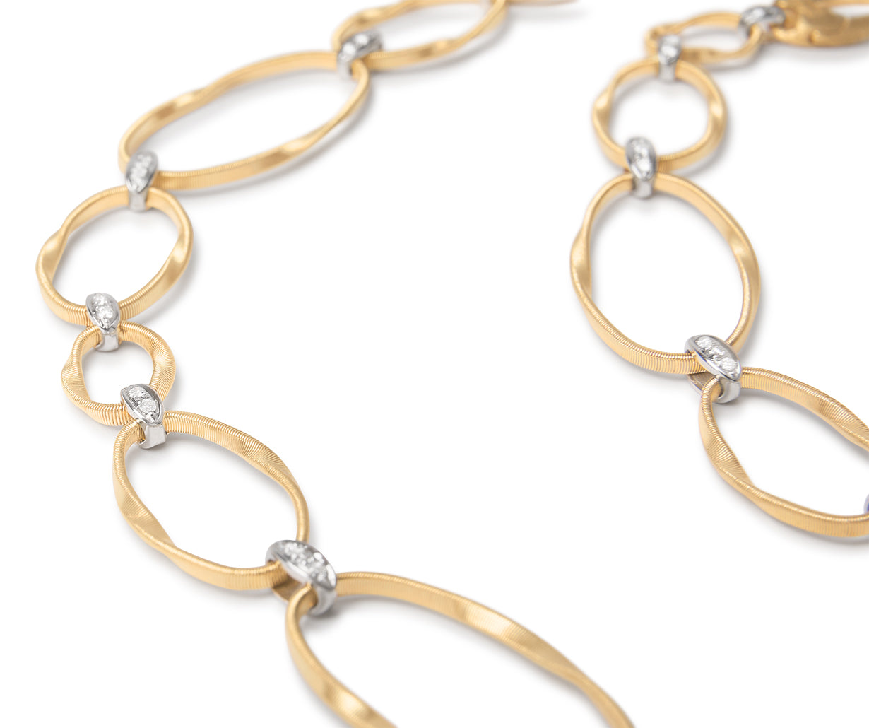 Marco Bicego Marrakech Onde Collection 18k Yellow Gold and Diamond Flat Link Collar Necklace