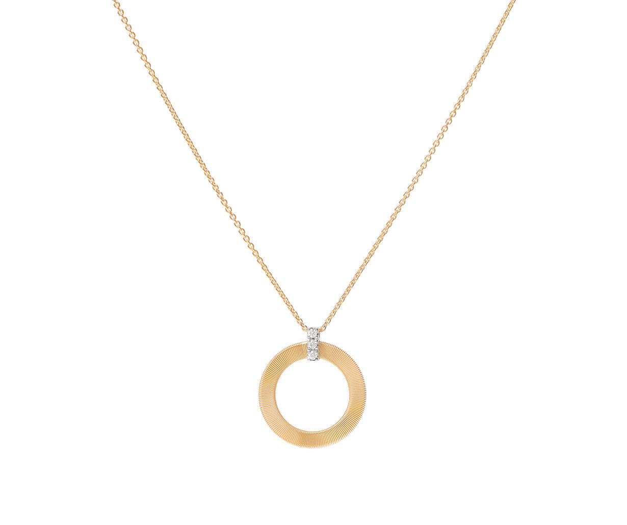 Marco Bicego Masai Collection 18K Yellow Gold and Diamond Single Circle Short Necklace