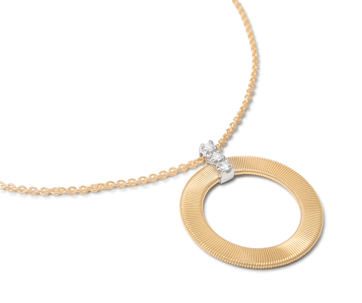 Marco Bicego Masai Collection 18K Yellow Gold and Diamond Single Circle Short Necklace