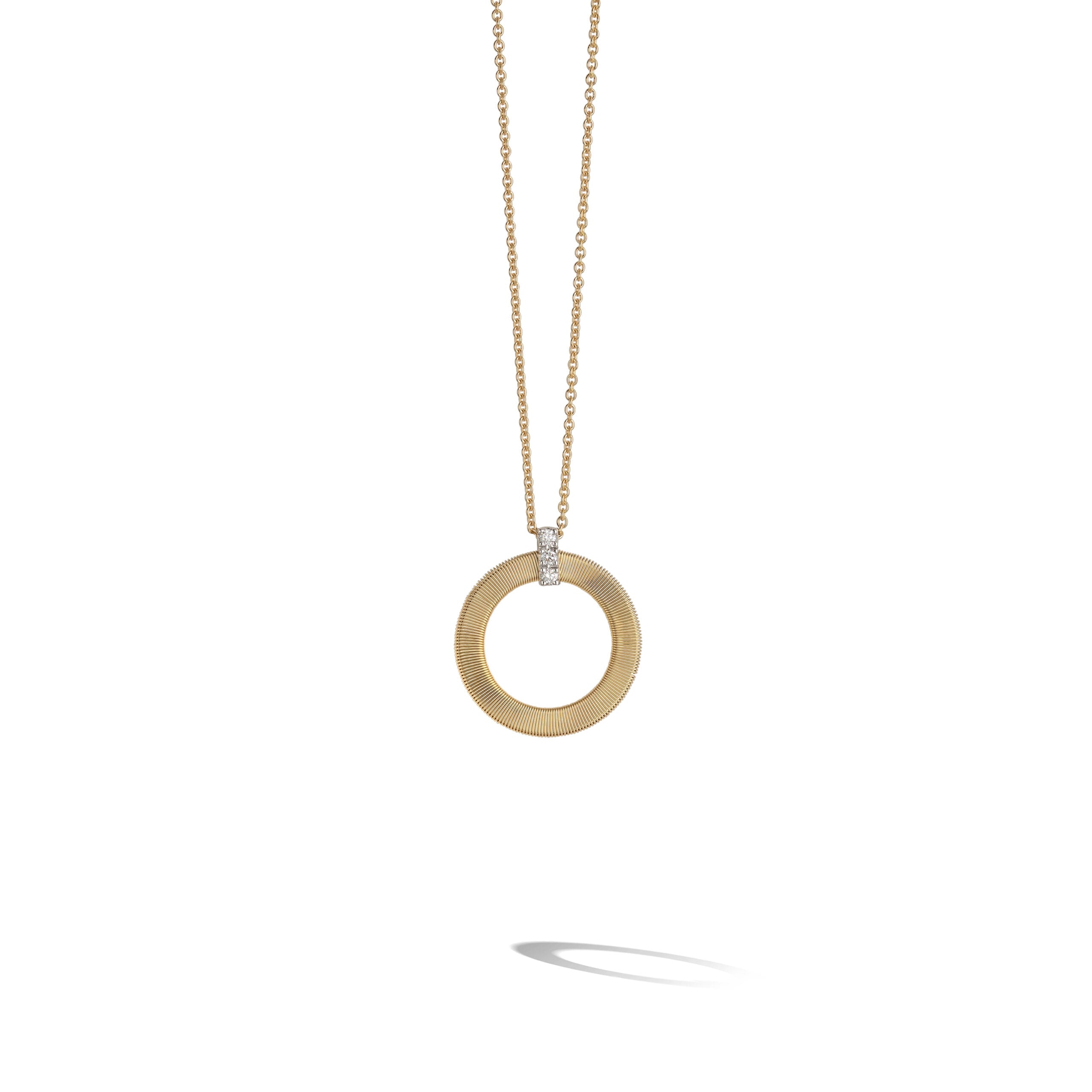 Marco Bicego Masai Collection 18k Yellow Gold and Diamond Single Circle Short Necklace