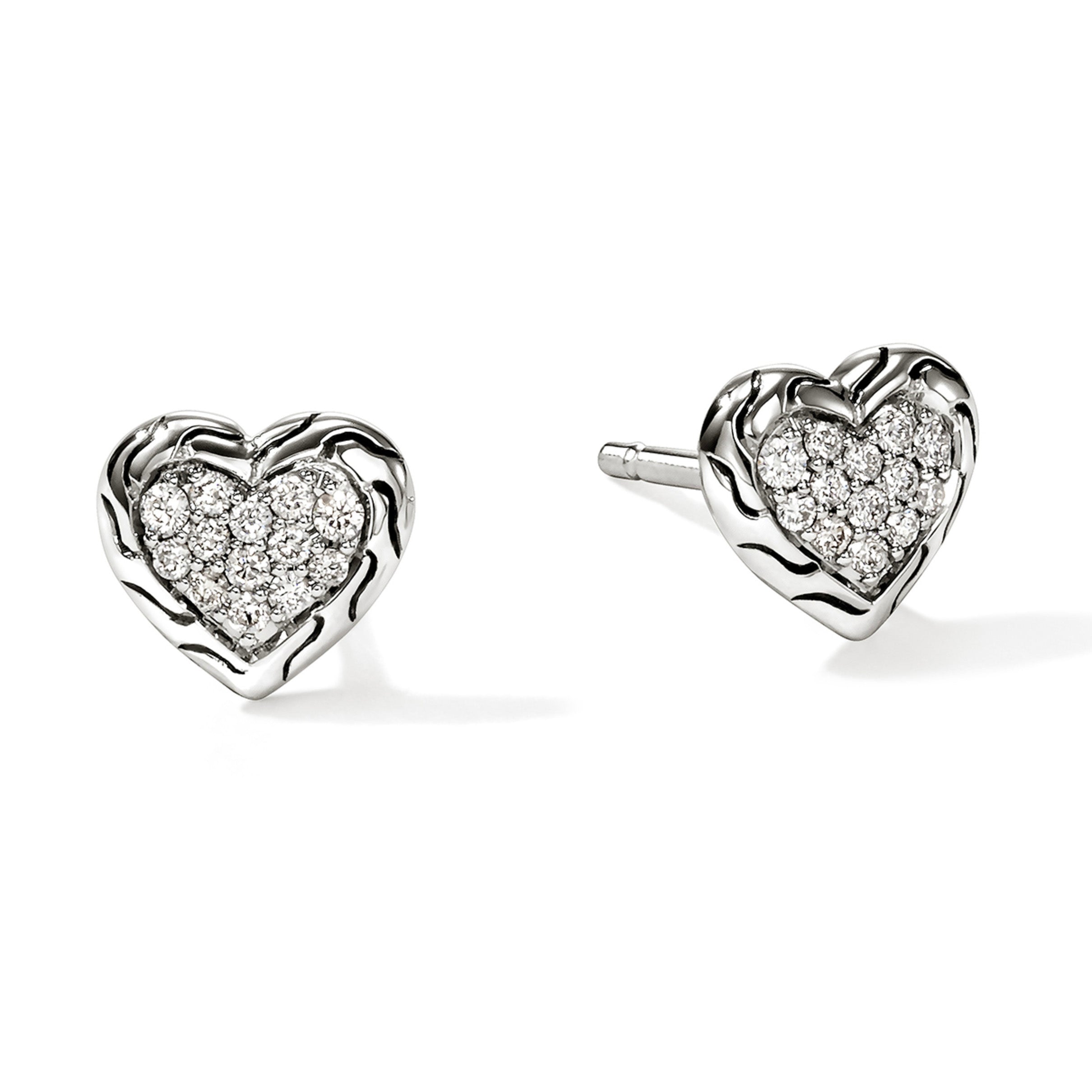 John Hardy Pavé Diamond Heart Studs