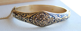 Vintage estate bangle on a sunlit table