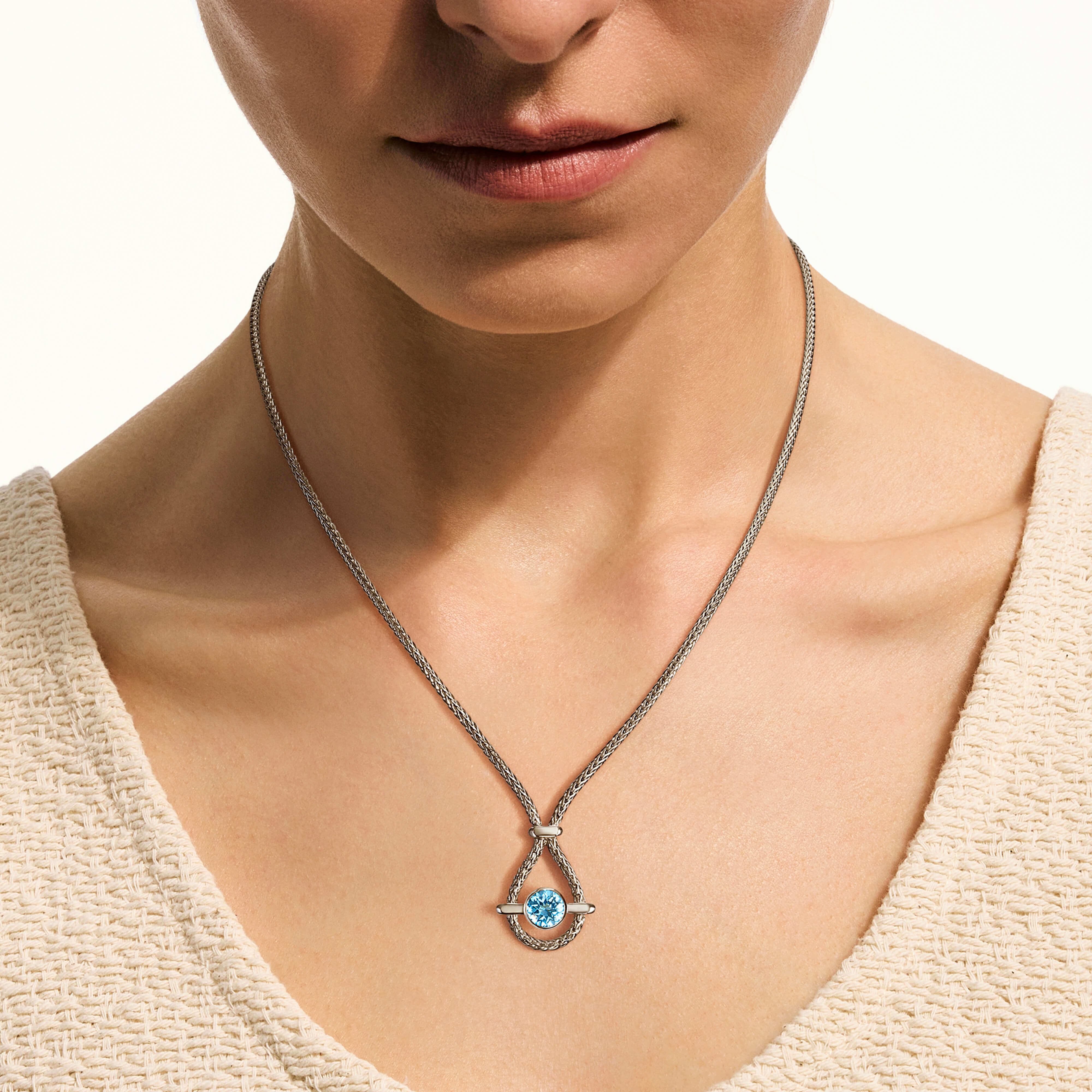John Hardy 8mm Blue Topaz Pendant