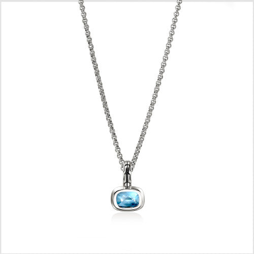 John Hardy Diamond and Blue Topaz Pendant