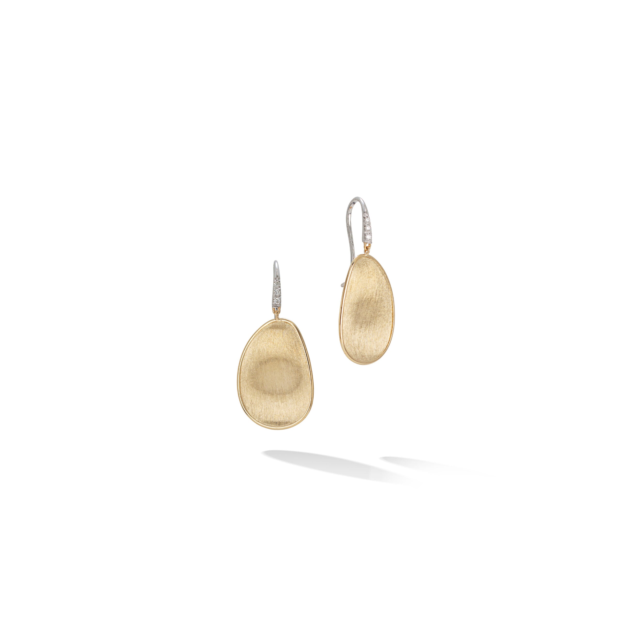 Marco Bicego Lunaria Collection 18k Yellow Gold and Diamond Medium Drop Earrings
