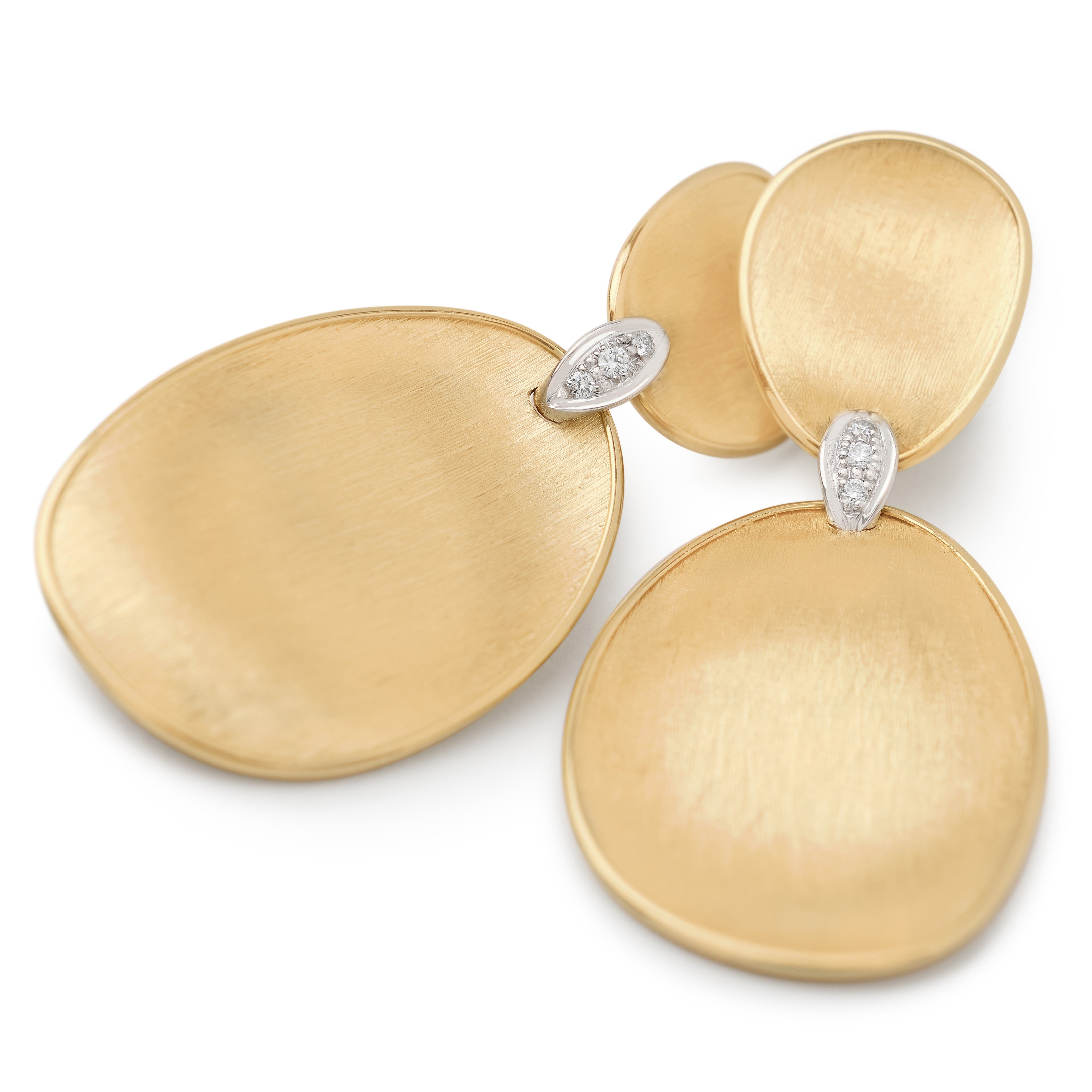 Marco Bicego Lunaria Collection 18k Yellow Gold and Diamond Double Drop Earrings