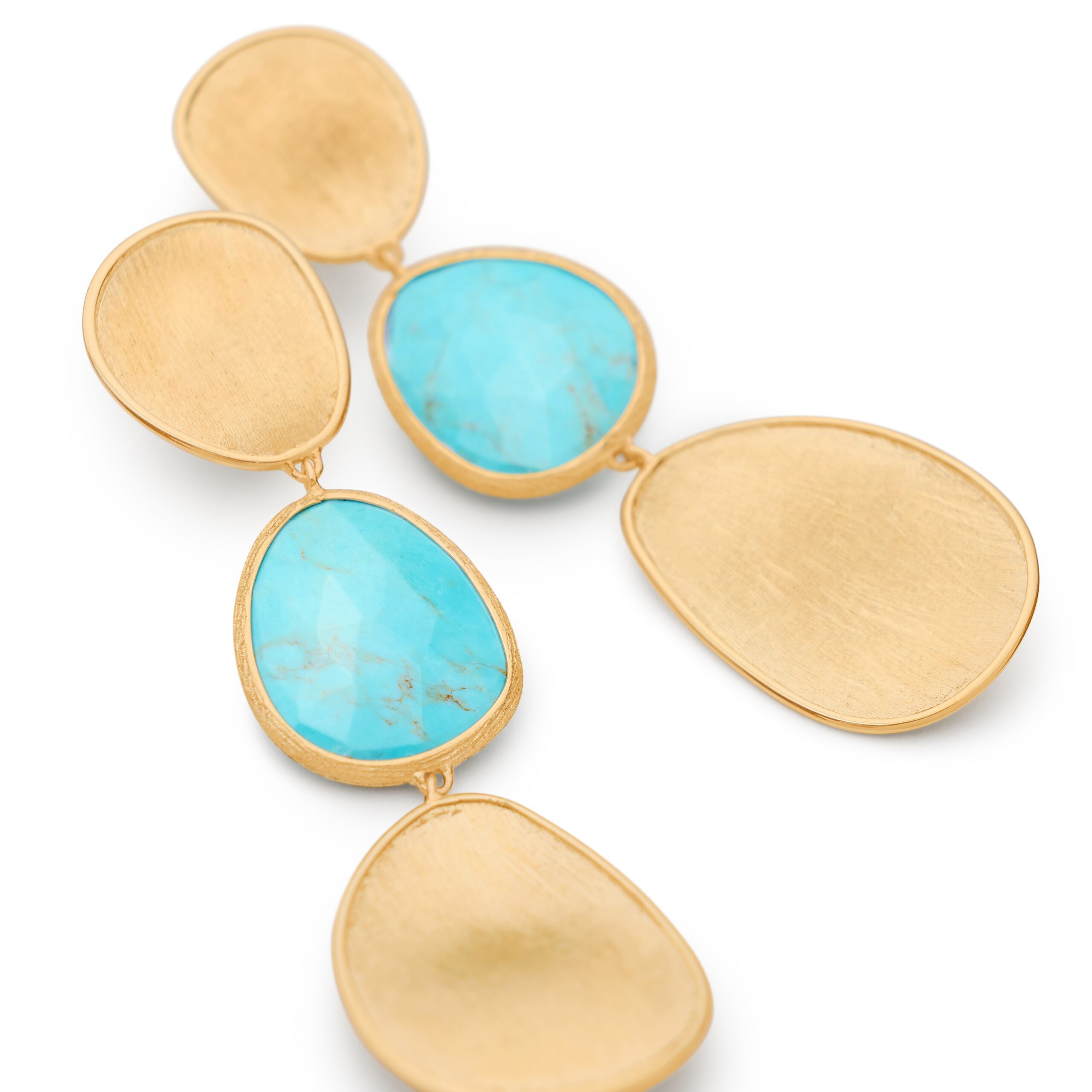 Marco Bicego Lunaria Collection 18K Yellow Gold Three-Drop Turquoise Earrings