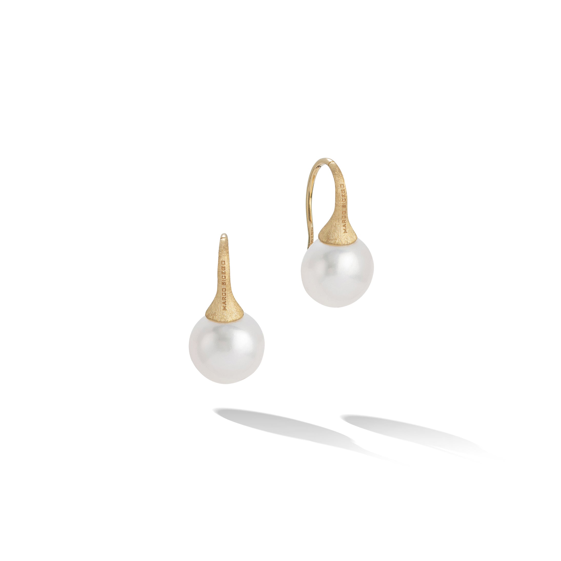 Marco Bicego Africa Collection 18k Yellow Gold and Pearl French Wire Earrings