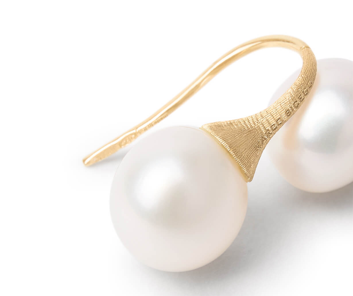 Marco Bicego Africa Collection 18k Yellow Gold and Pearl French Wire Earrings