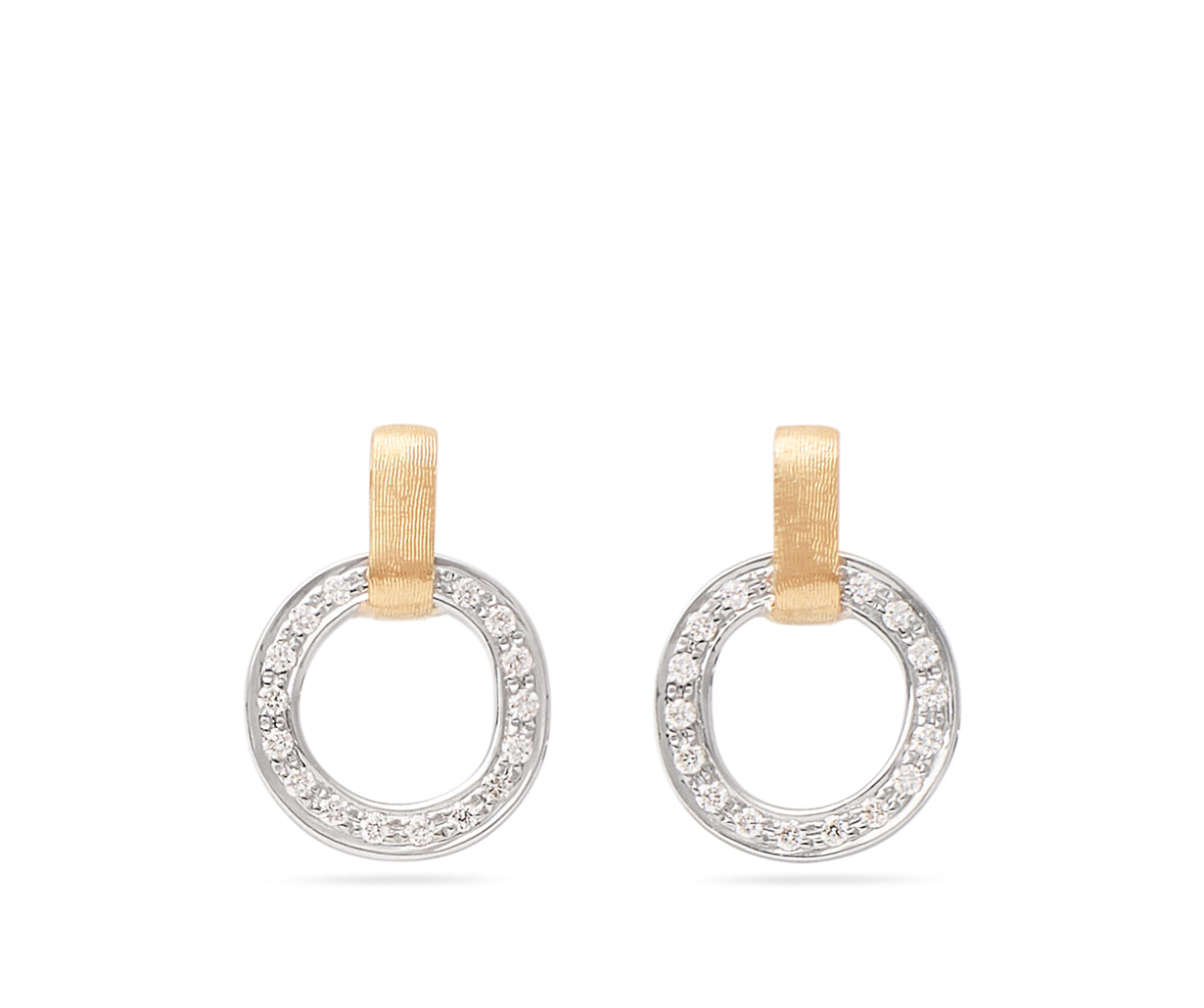 Marco Bicego Jaipur Link Collection 18K Yellow & White Gold Flat-Link Diamond Studs