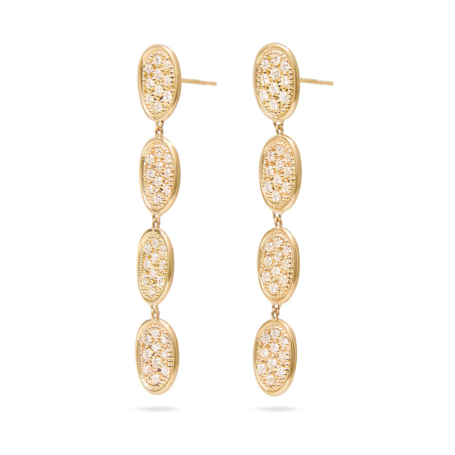 Marco Bicego Lunaria Collection 18K Yellow Gold Diamond Pavé Drop Earrings