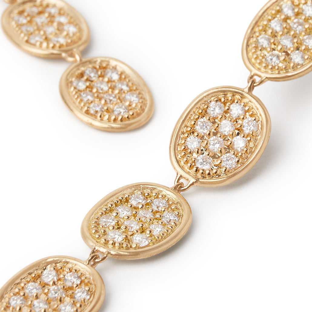 Marco Bicego Lunaria Collection 18K Yellow Gold Diamond Pavé Drop Earrings