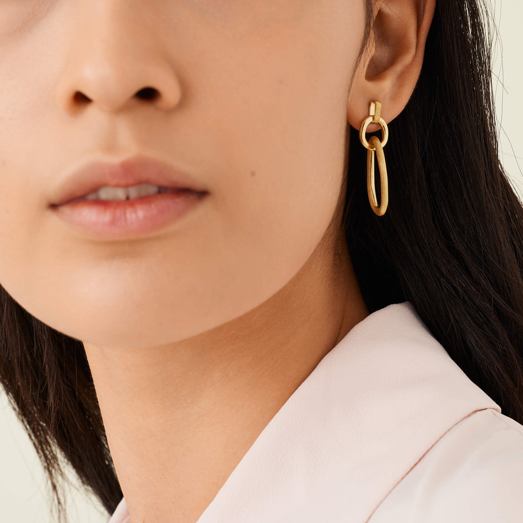 Marco Bicego Jaipur Gold Collection 18K Yellow Gold Polished & Engraved Link Drop Earrings