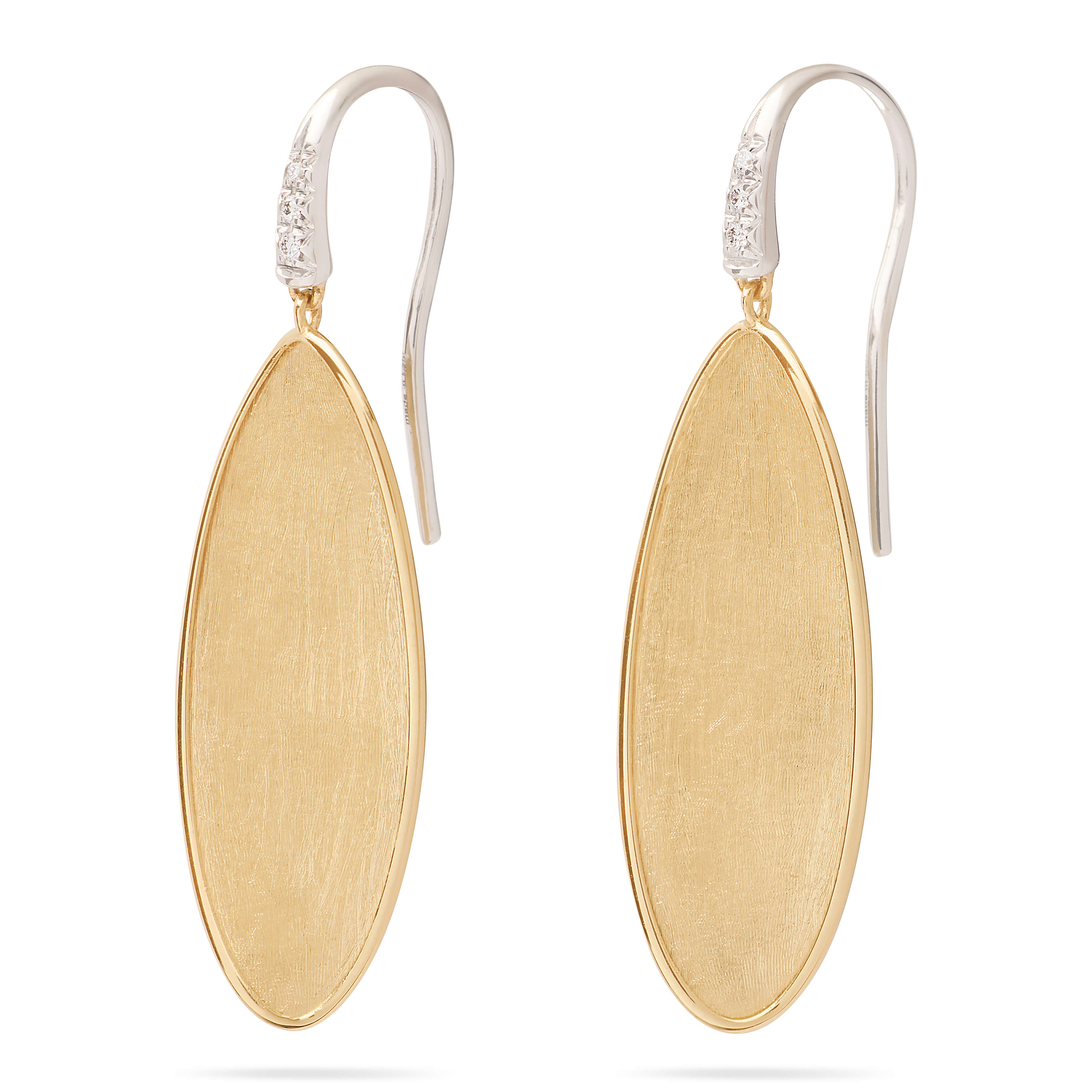 Marco Bicego Lunaria Collection 18k Yellow Gold and Diamond Twisted Drop Earrings