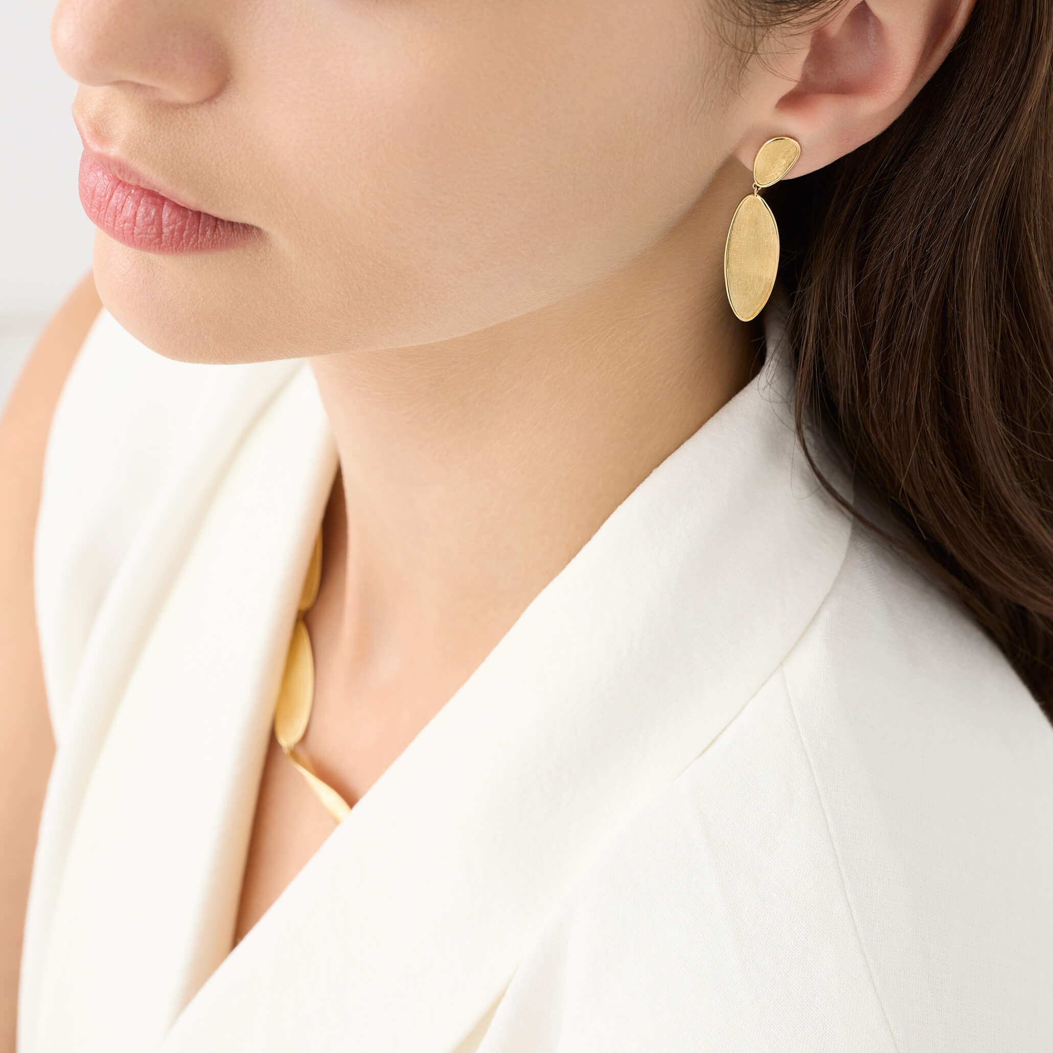 Marco Bicego Lunaria Collection 18K Yellow Gold Double Drop Twist Earrings