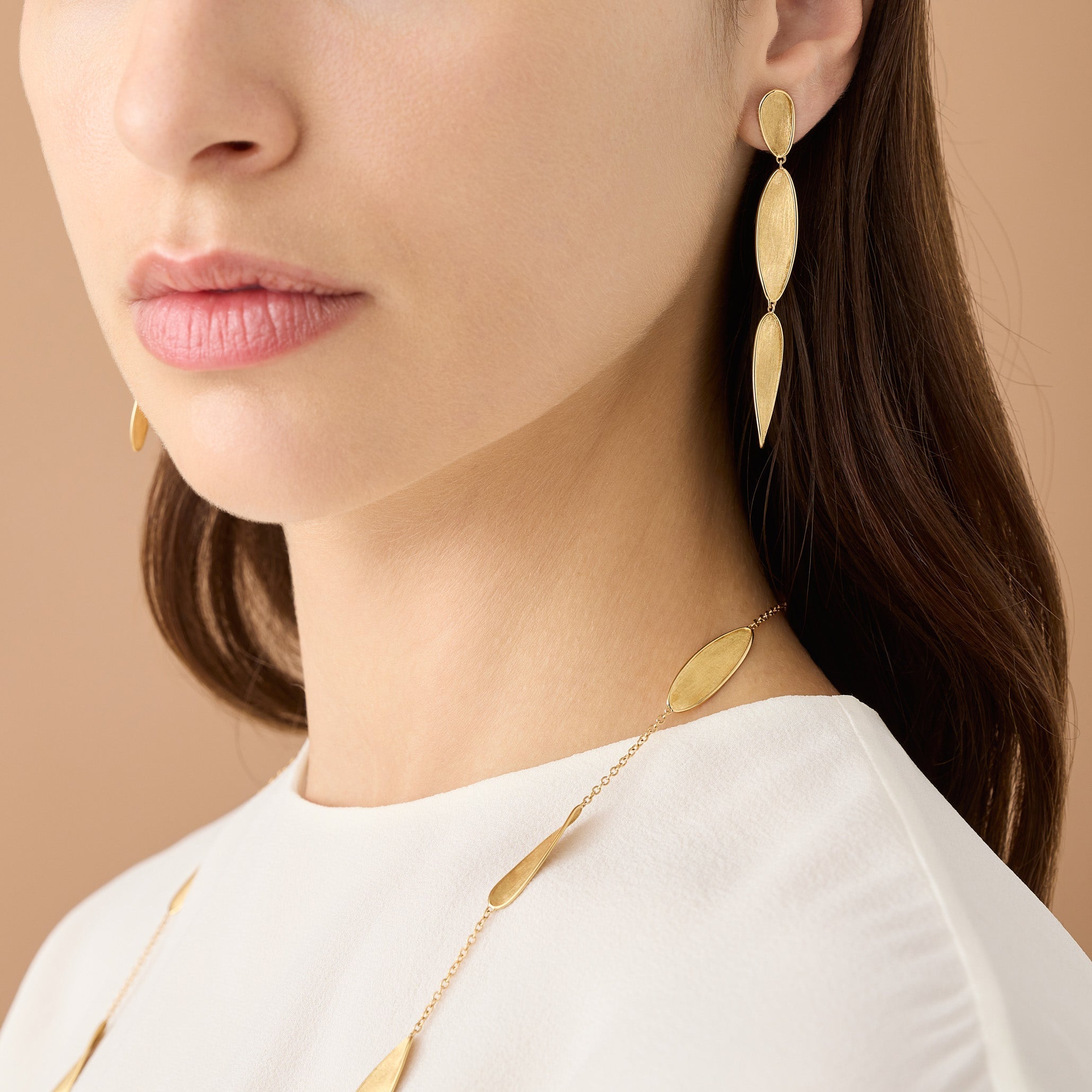 Marco Bicego Lunaria Collection 18K Yellow Gold Triple Drop Twist Earrings