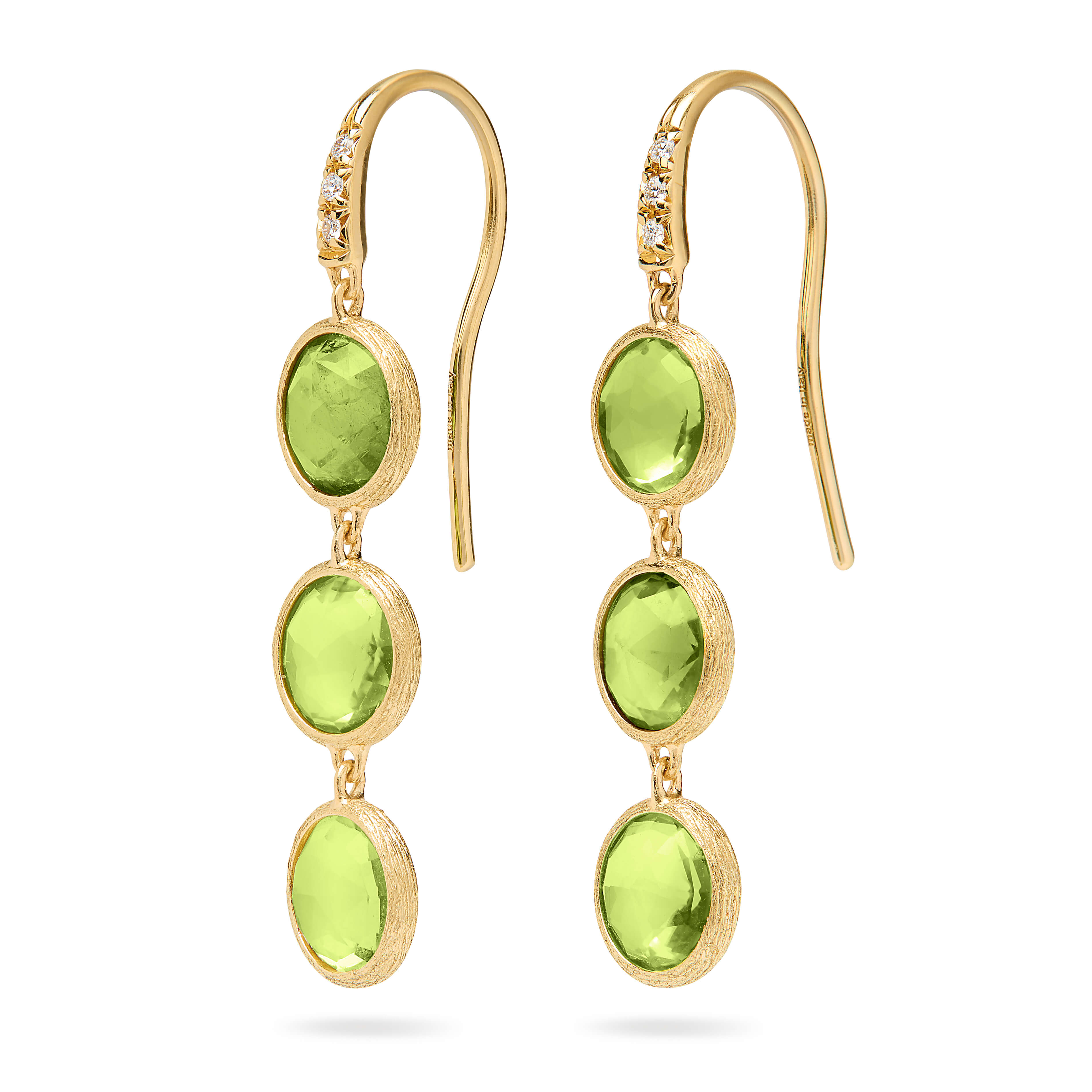 Marco Bicego Jaipur Collection Diamond and Peridot Triple Drop Earrings