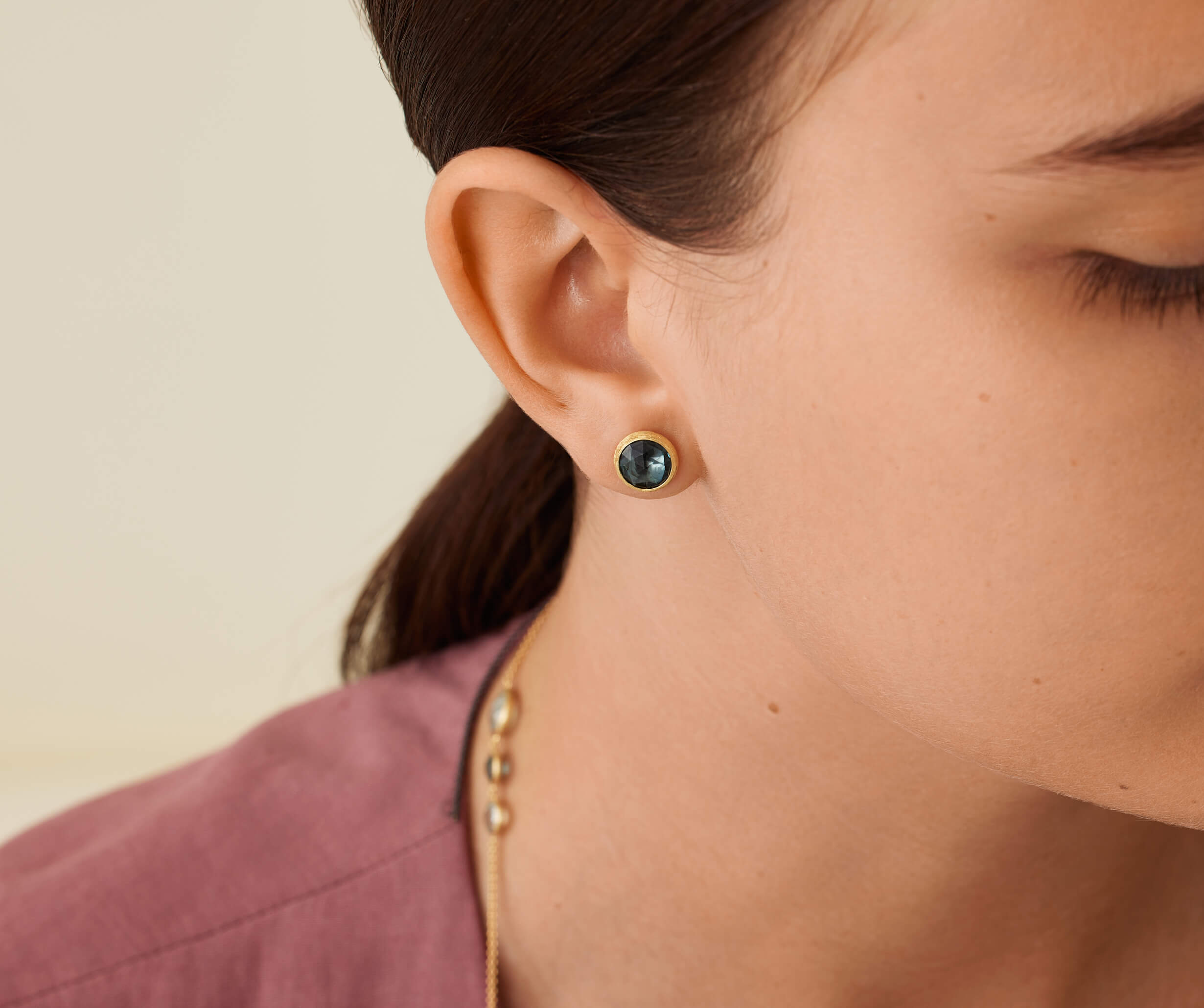 Marco Bicego Jaipur Color Collection 18k Yellow Gold London Blue Topaz Stud Earrings